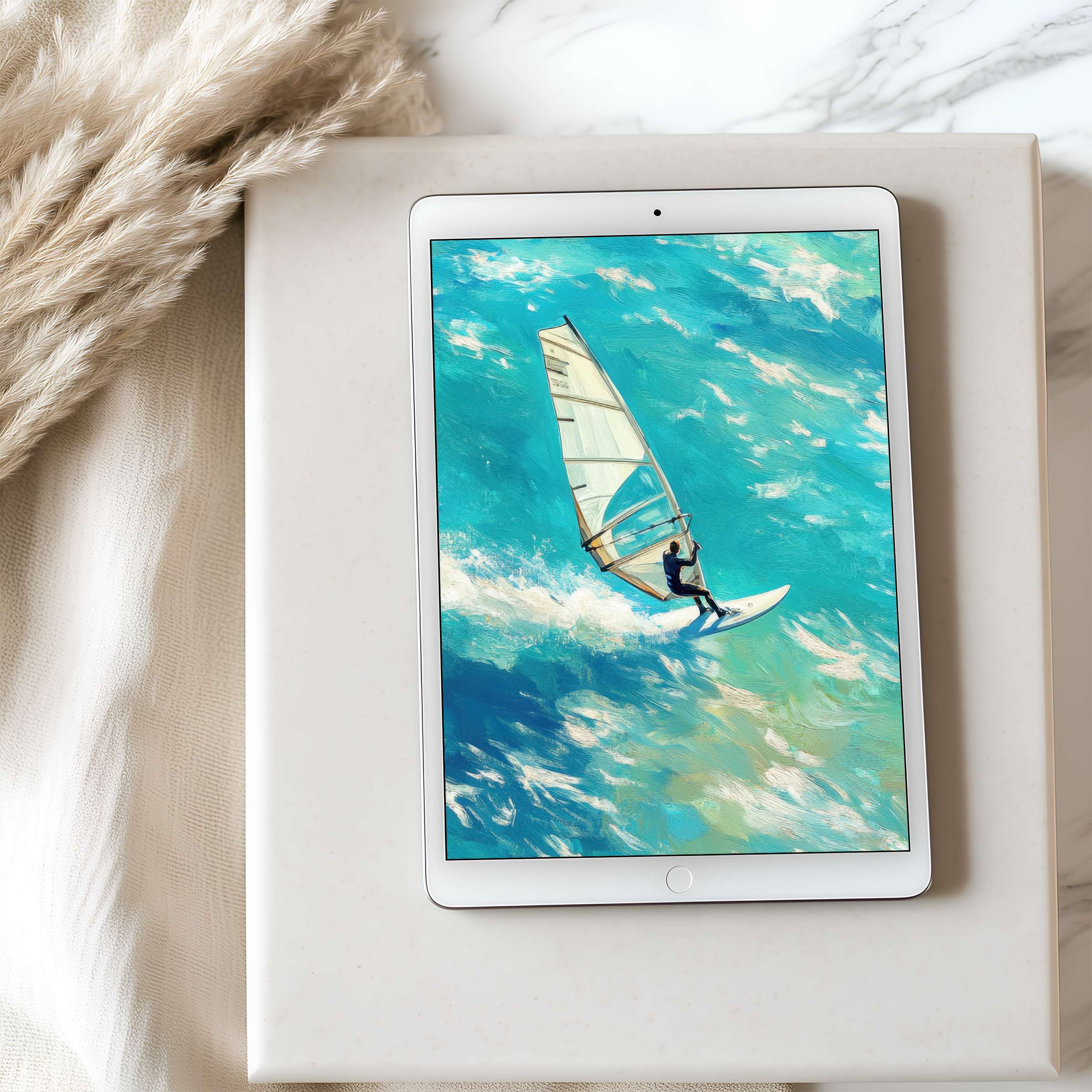 Vibrant seascape design in high resolution for tablet wallpaper transforms your iPad into a serene escape digital download available