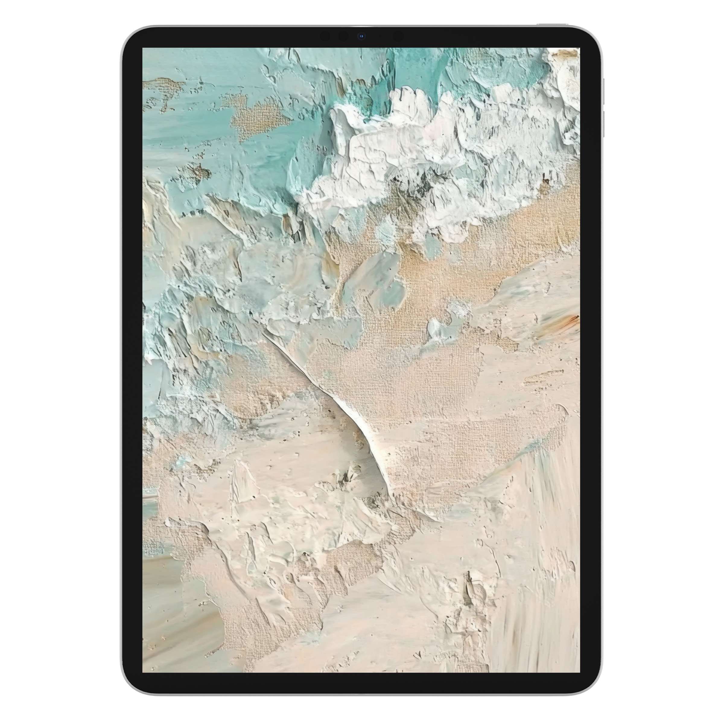 Elegant beach iPad wallpaper for digital download with soothing pastel tones, ideal tablet background for serene, eco-friendly ambiance