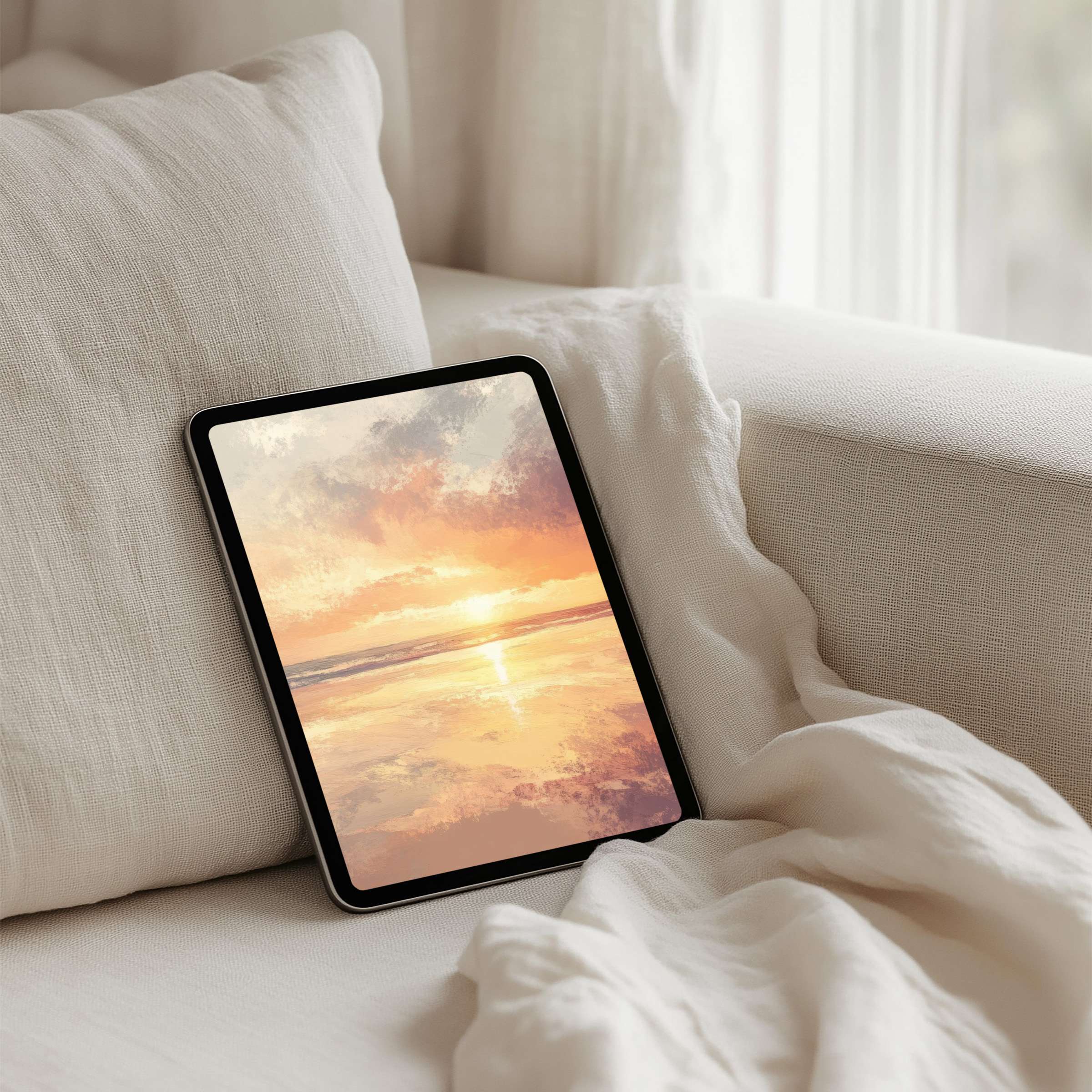 Tranquil sunset iPad background offers instant download for tablet users seeking calm and elegance on iPad, Samsung, Android