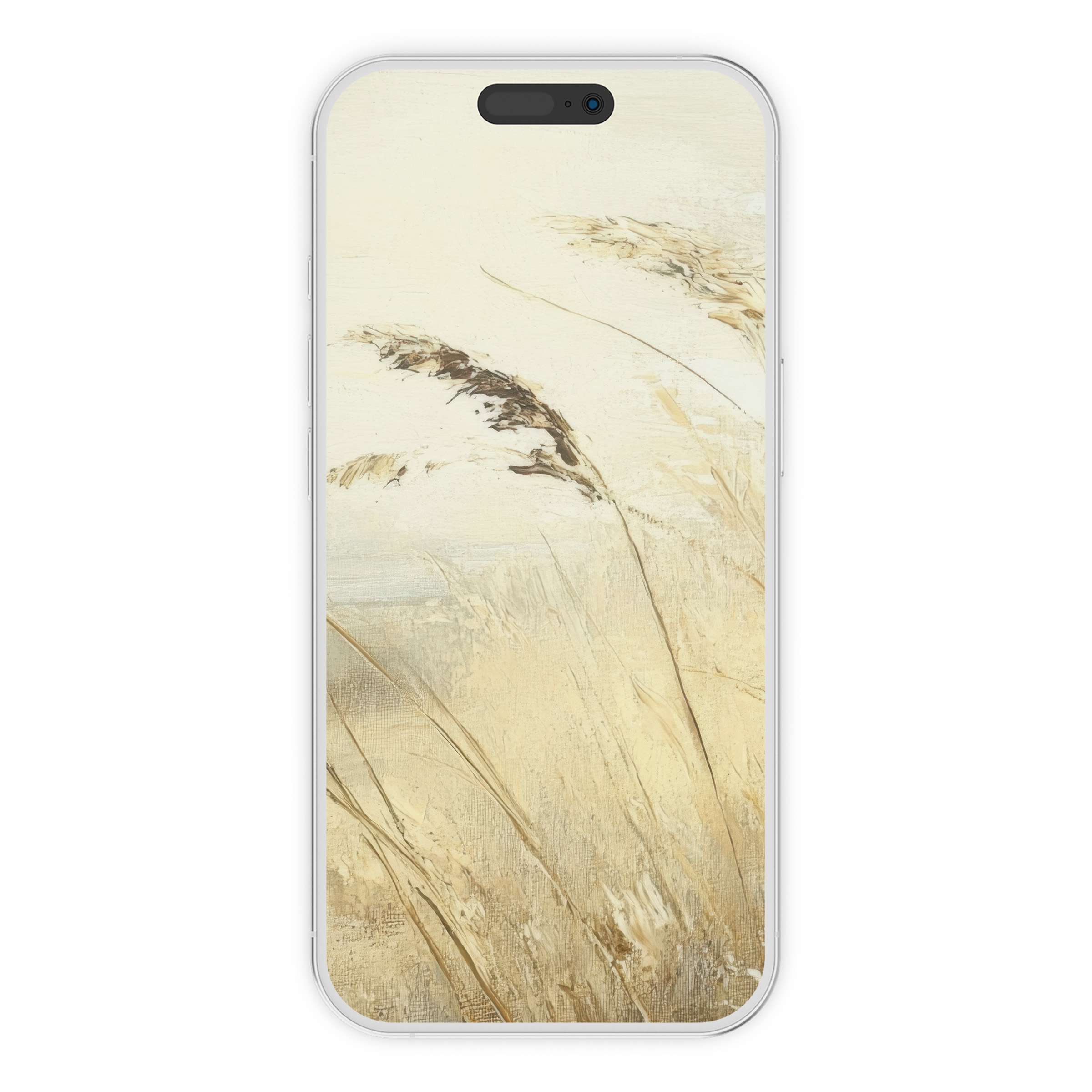 Elegant beach iPhone wallpaper with soft beige tones and textured grains offering a serene digital download for phone background use
