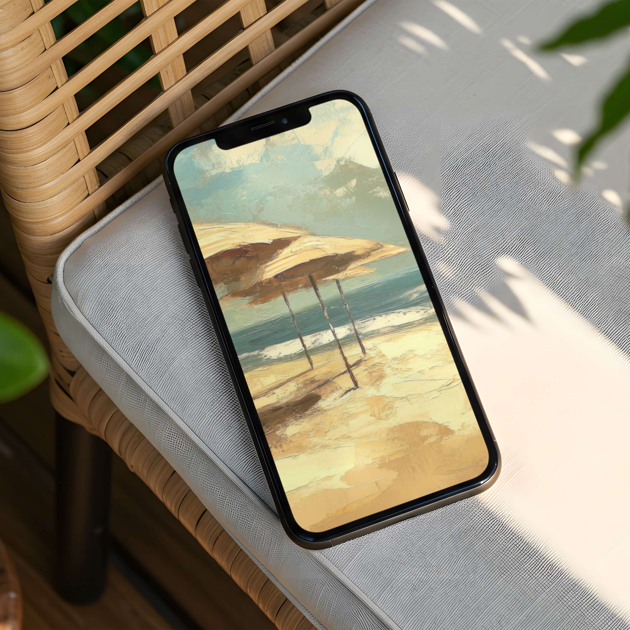 Tranquil iPhone background with serene beach scene for instant download enhances phone with calming elegance suitable for Android