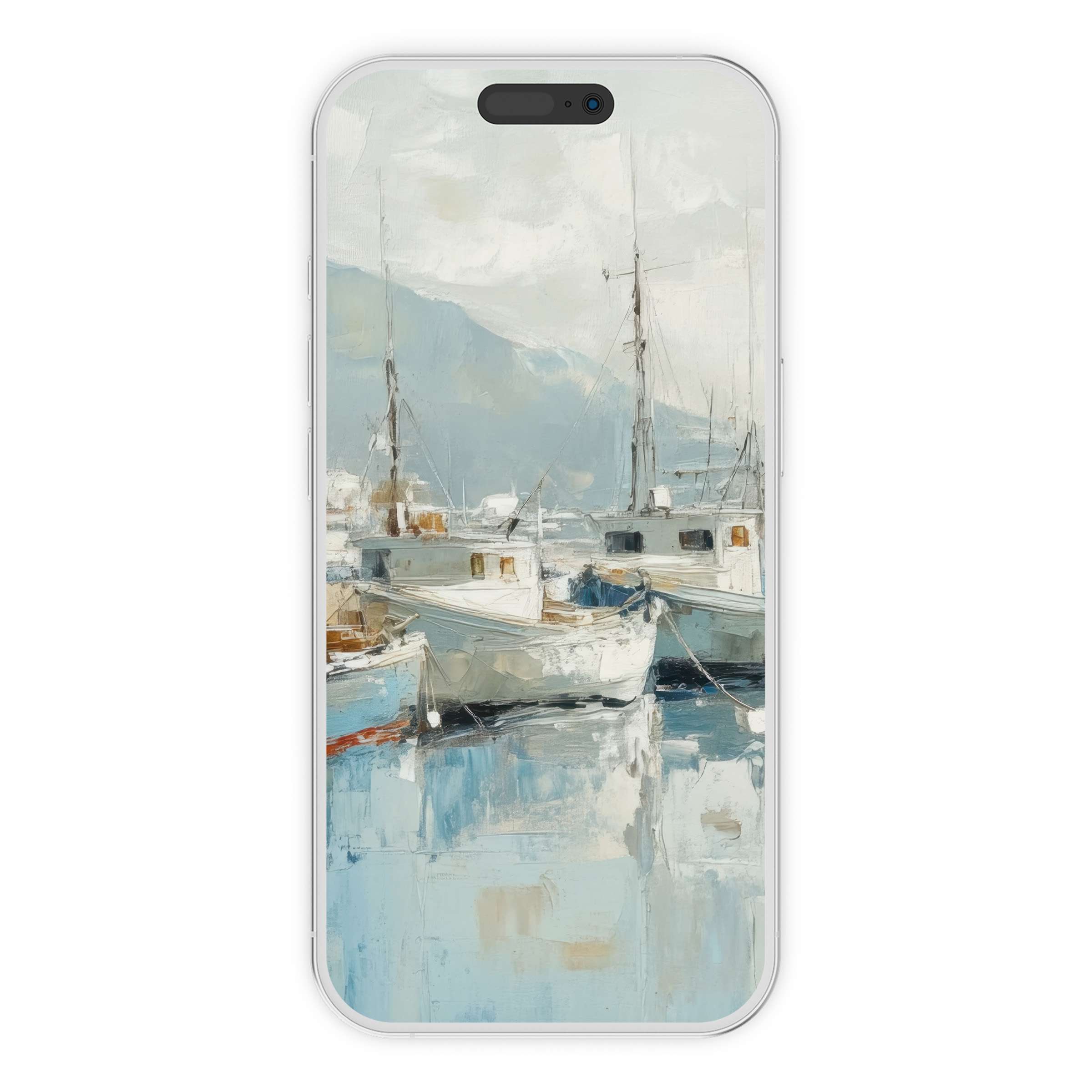 Elegant beach iPhone wallpaper with serene boats on a calm sea creates a soothing phone background perfect for digital download