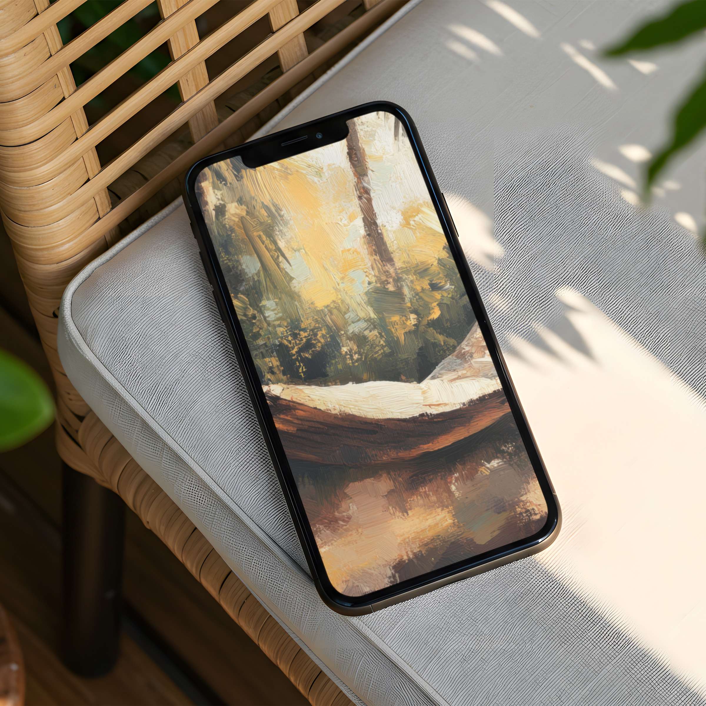 Elegant abstract iPhone background with warm earth tones and textured brushstrokes adding calm, inspiring vibes to your phone instant download