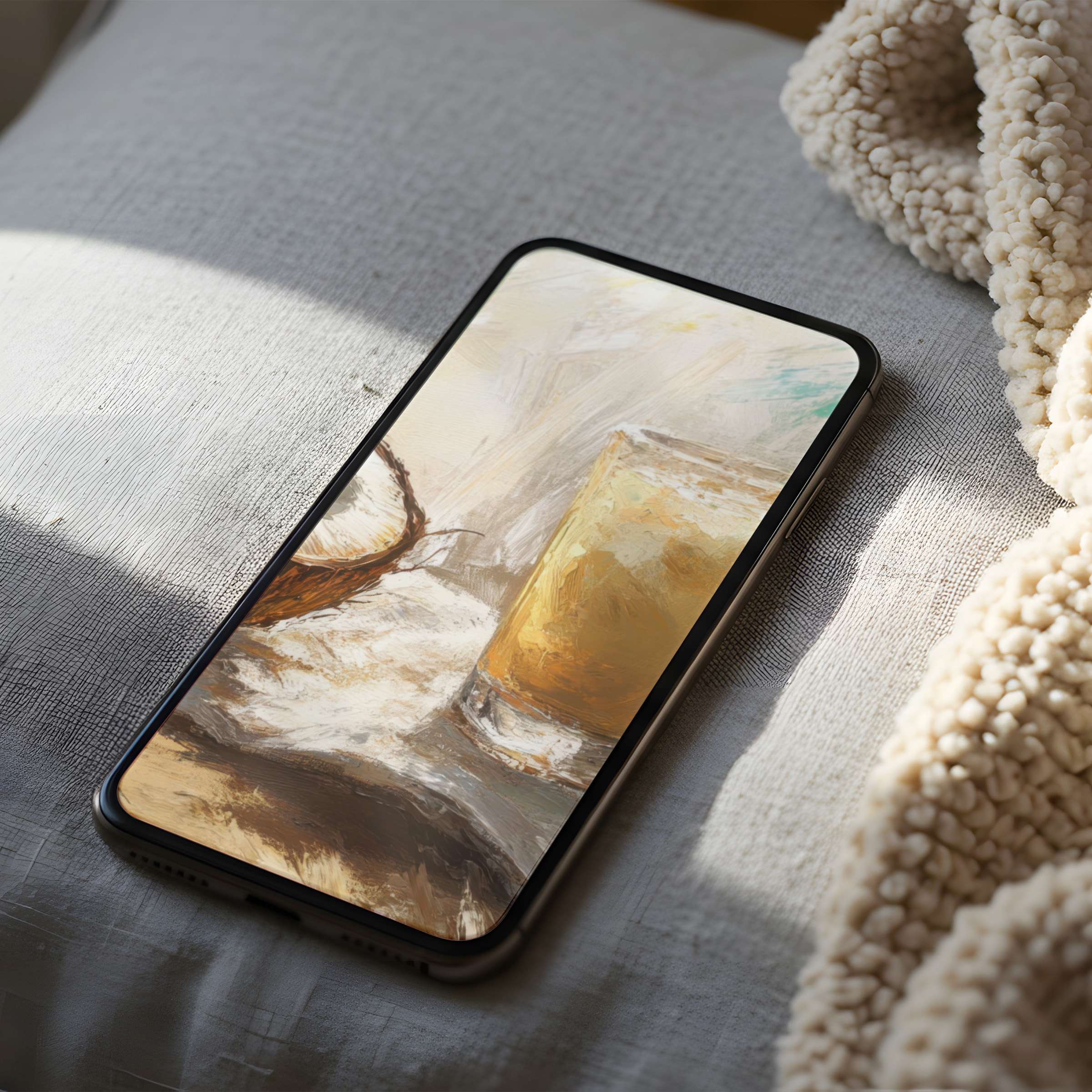 Elegant phone wallpaper featuring soft, earthy abstract brushstrokes in high resolution, offering calm beauty for iPhone and android download