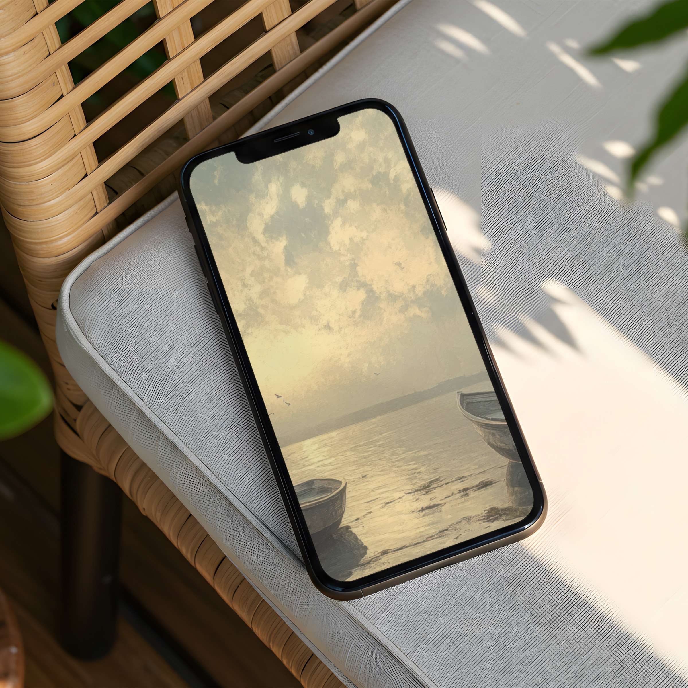 Serene iPhone background featuring tranquil sunset over water embodies calm and elegance fits any phone with instant download