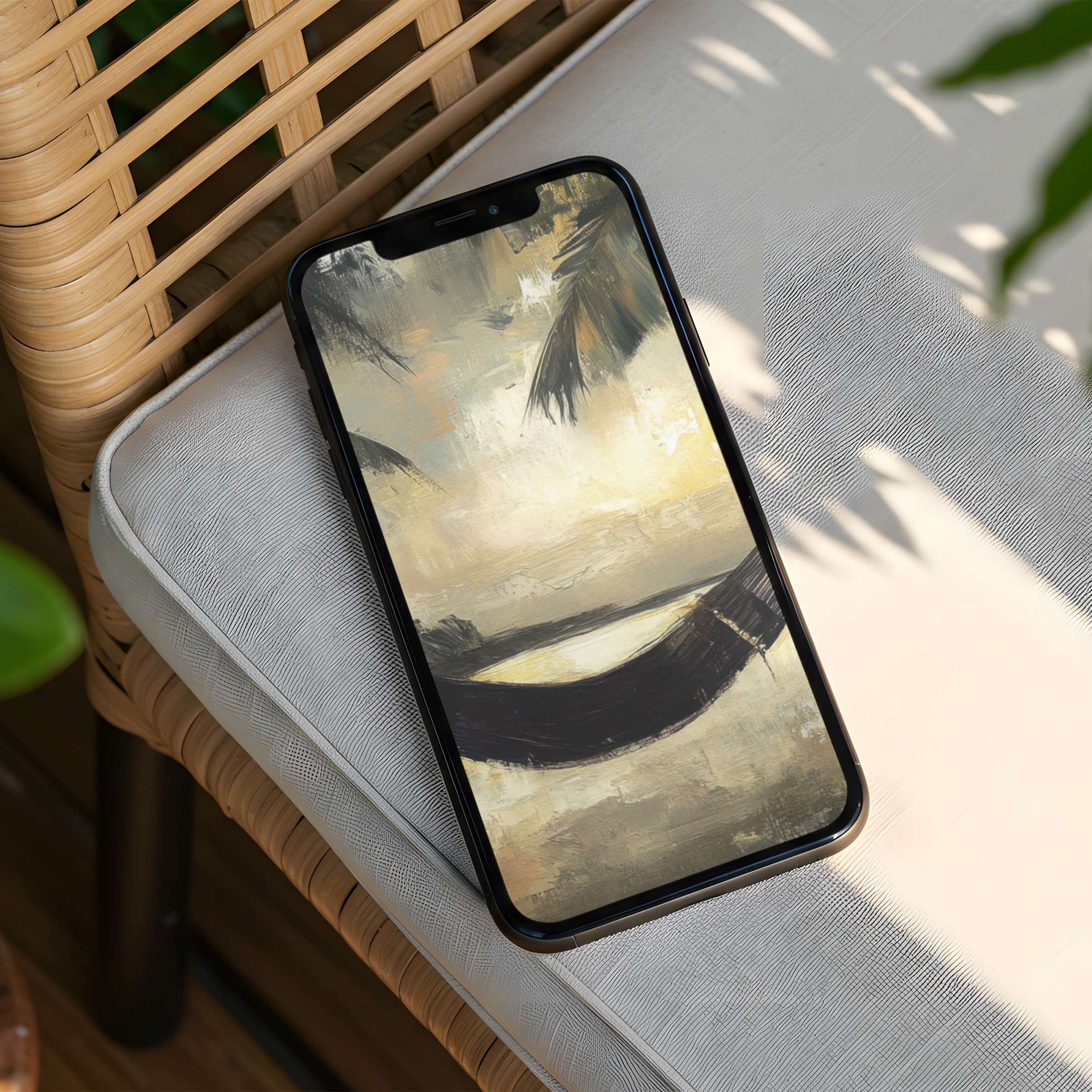 Elegant abstract art iPhone background evokes calm and inspiration in soft earthy tones instant download for any phone