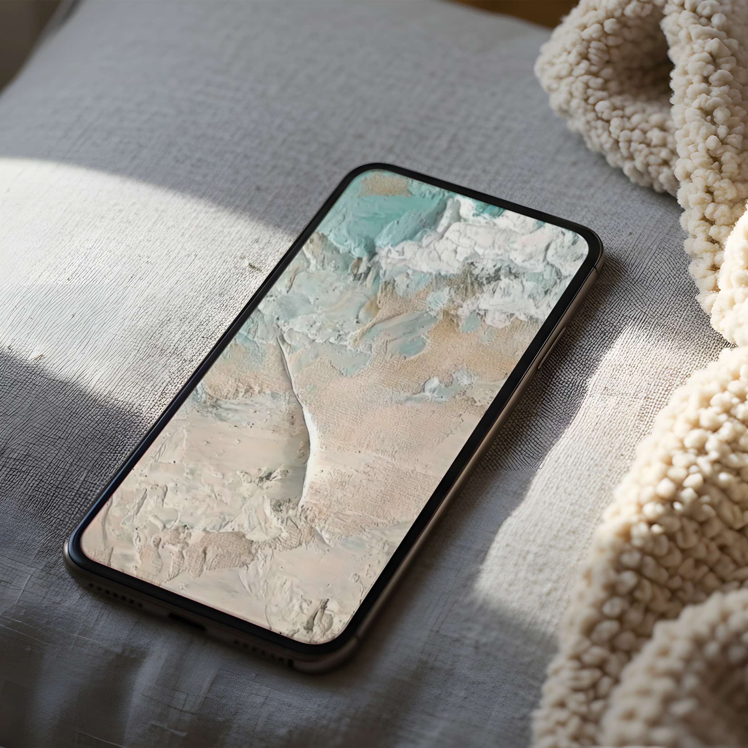 Elegant abstract phone wallpaper with soft pastel textures creating a serene aesthetic suitable for iPhone and android digital download