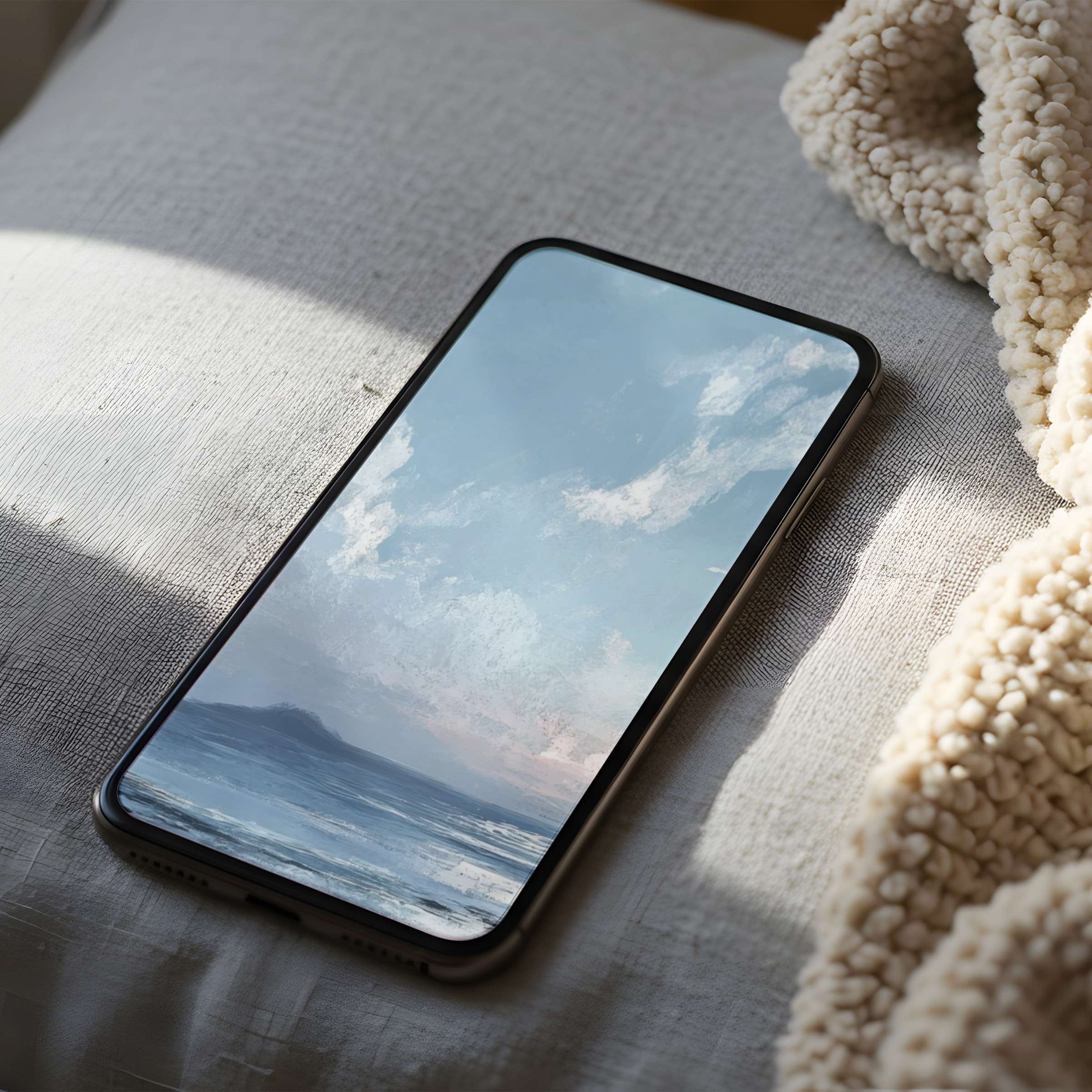 Serene ocean landscape phone wallpaper offers high resolution beauty and calm, perfect for iPhone and Android digital downloads
