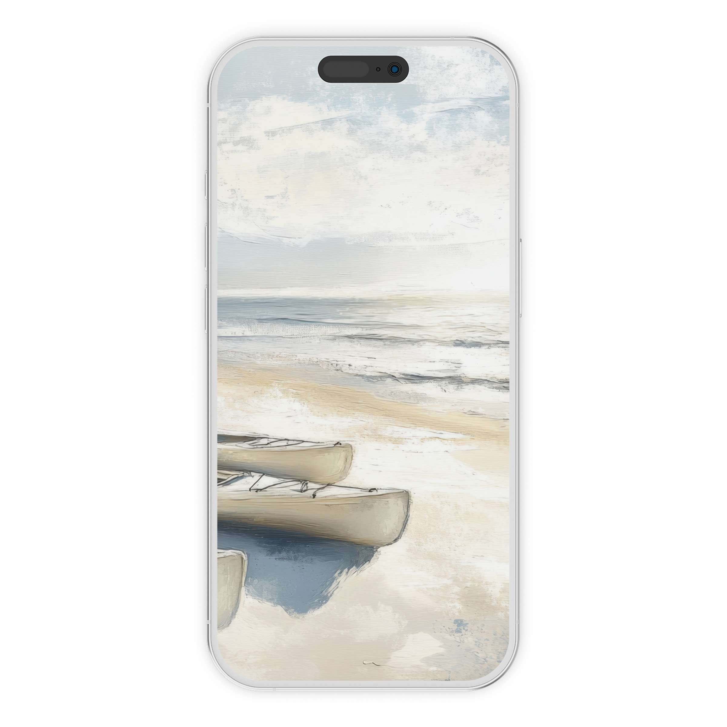 Dreamy digital download of serene beach iPhone wallpaper, perfect phone background for calm, artistic vibes on any device