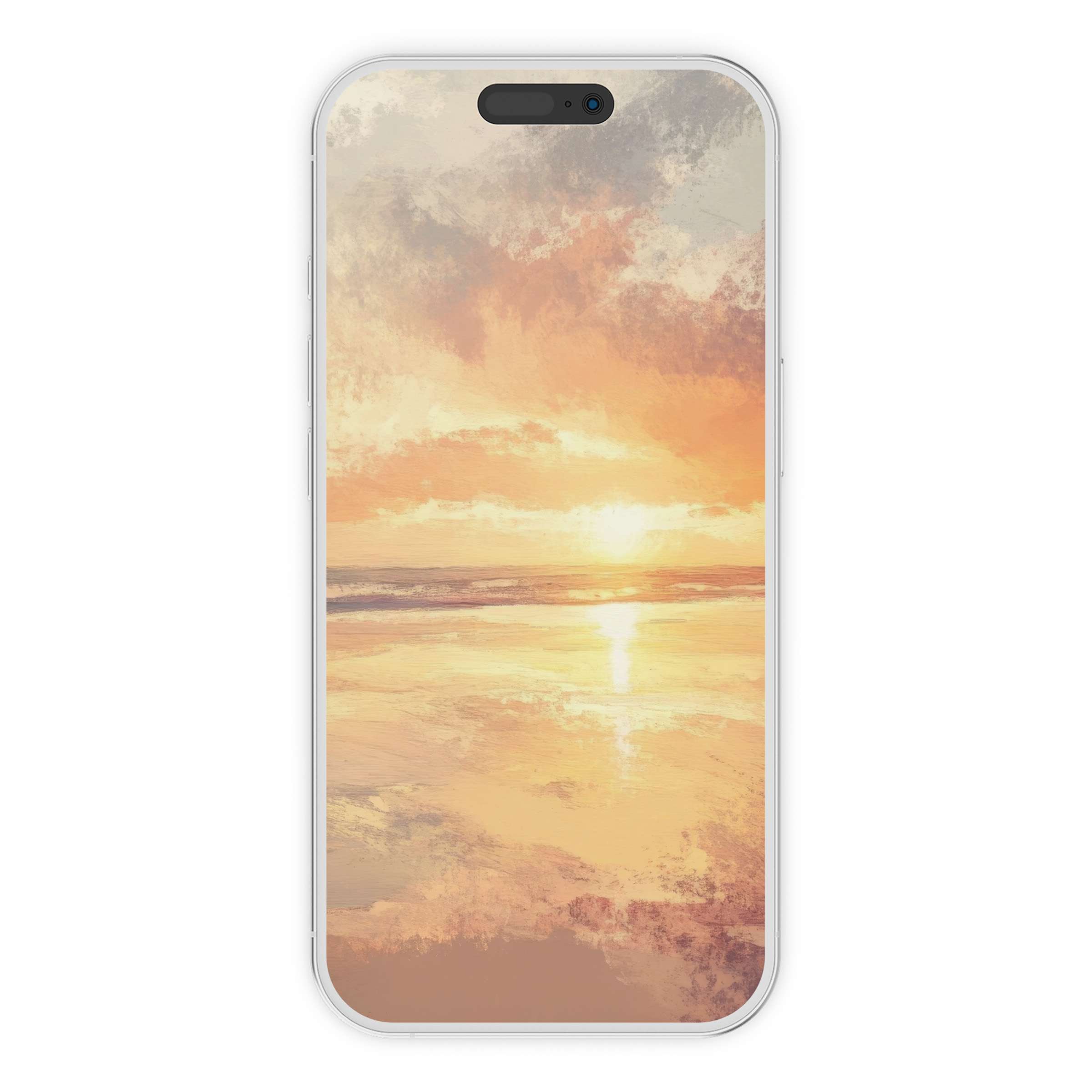 Breathtaking beach iPhone wallpaper digital download features a serene sunset reflection to enhance your phone background with calming elegance