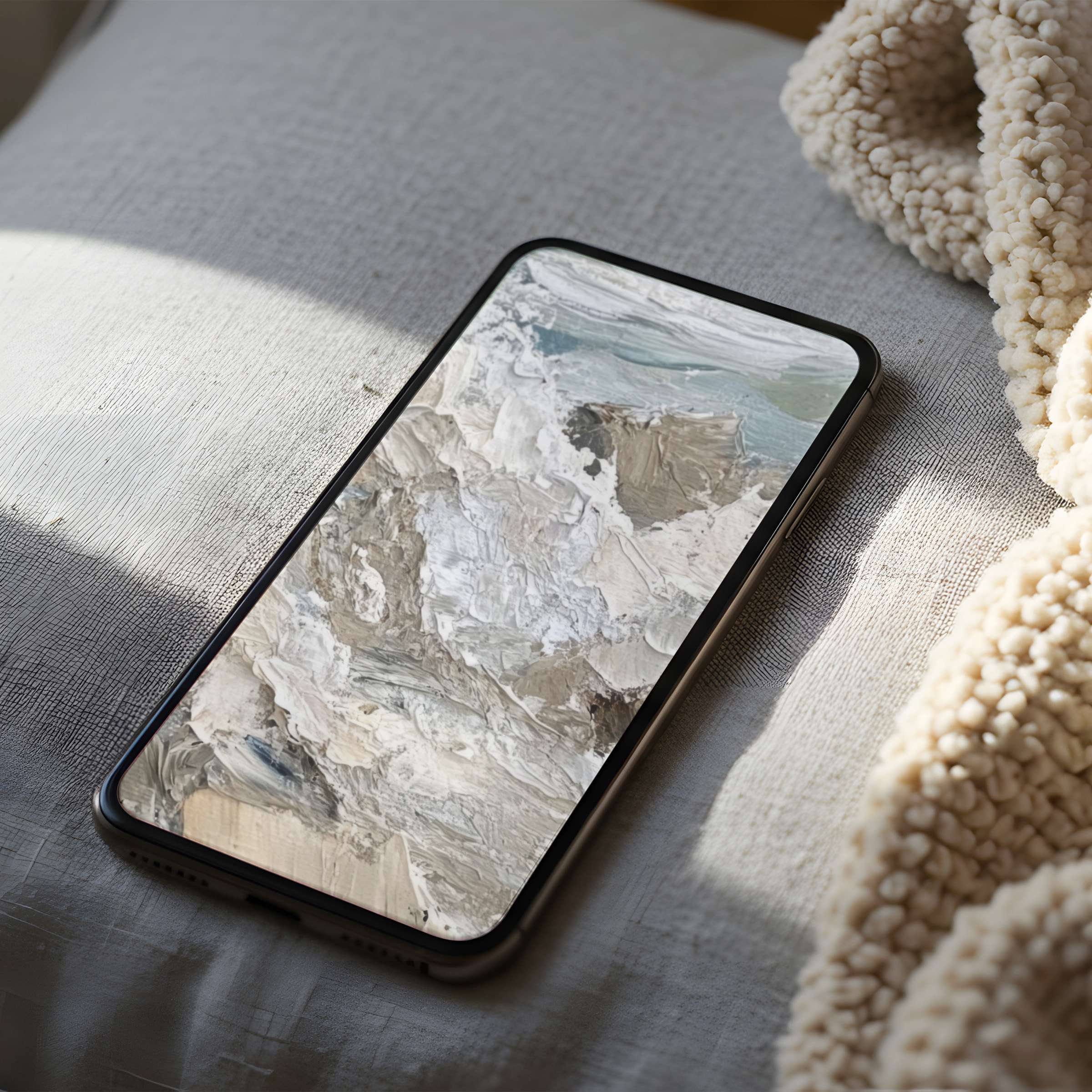 Elegant marbled design phone wallpaper, perfect for iPhone and Android, offering calming aesthetics in high resolution for digital download