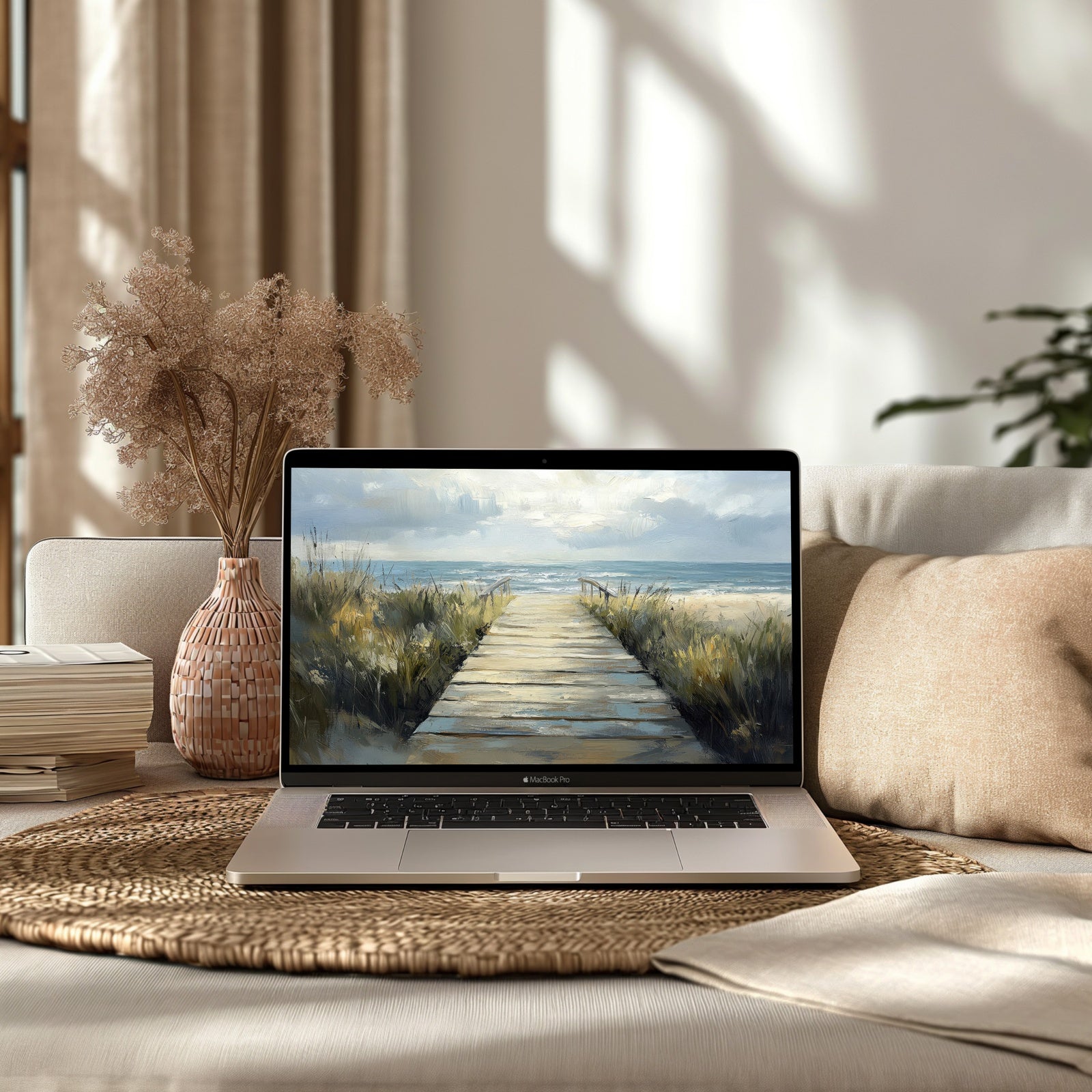 Beach Background for Mac in Modern Living Room