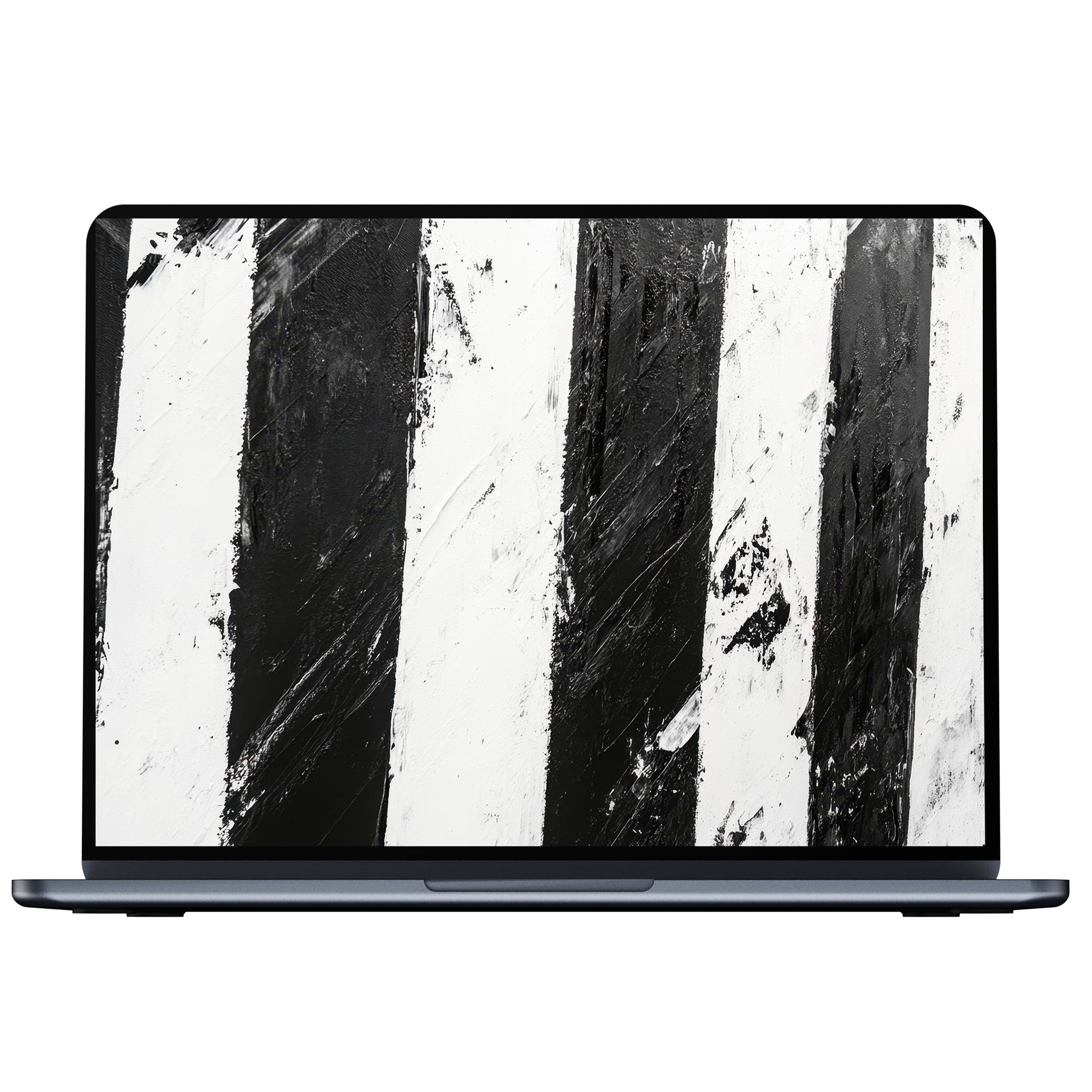 Elegant black and white desktop wallpaper in abstract brushstroke design digital download for PC laptop creating calm inspiration