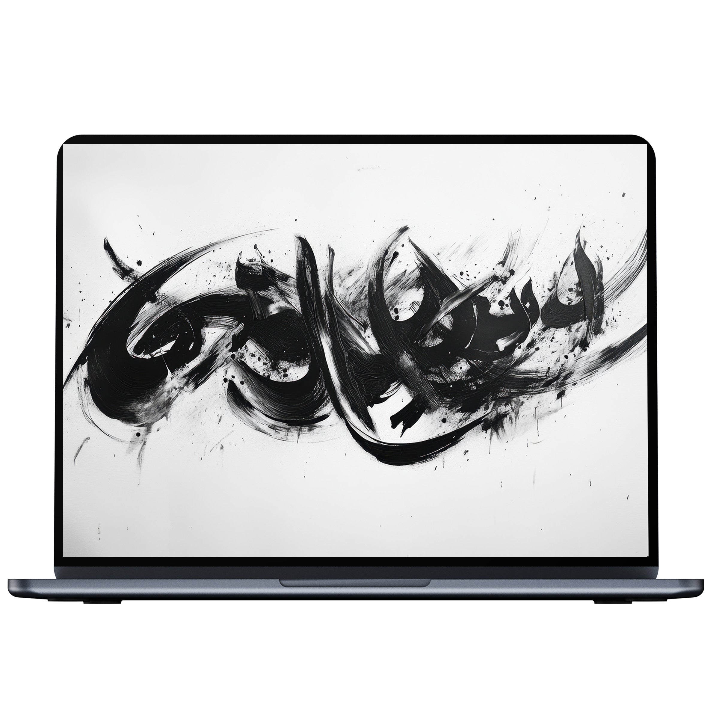 Black and white desktop wallpaper with abstract brush strokes offers elegant calm for PC, laptop, Mac digital download use