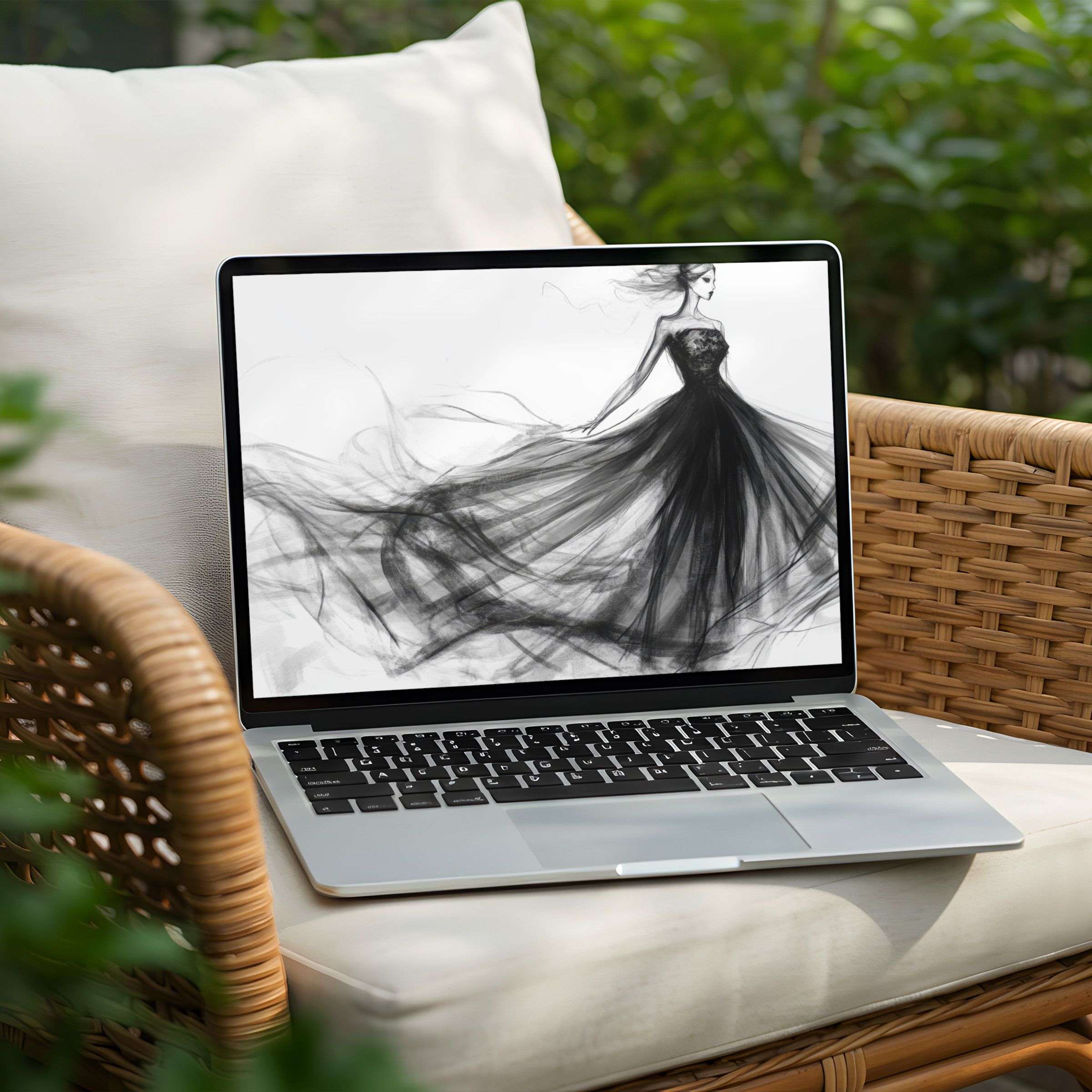 Elegant black and white art for desktop background on PC or Laptop, perfect for instant download inspiring calm and mindfulness