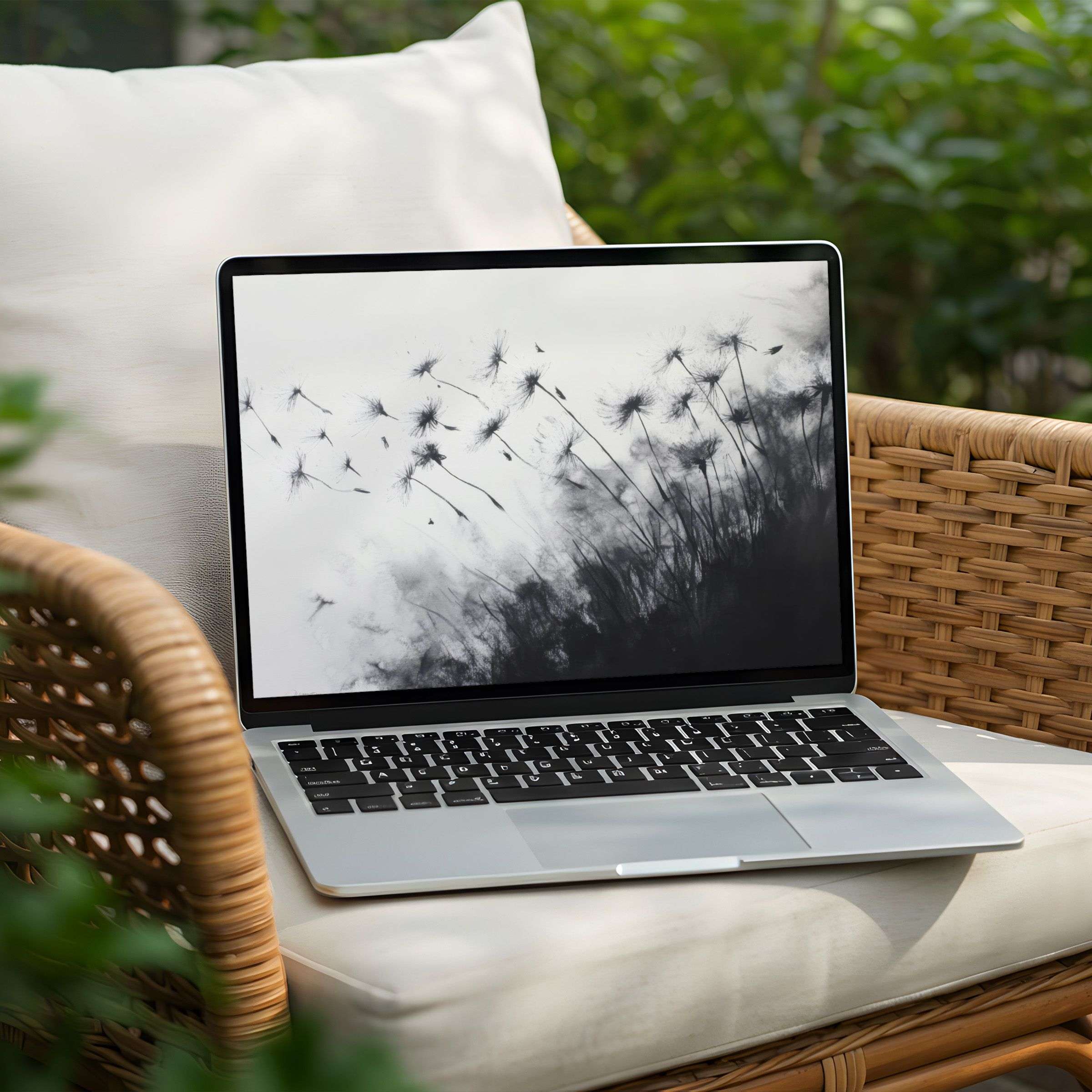 Elegant dandelion art desktop background for instant download on your PC or Laptop inspires calm and mindful aesthetics