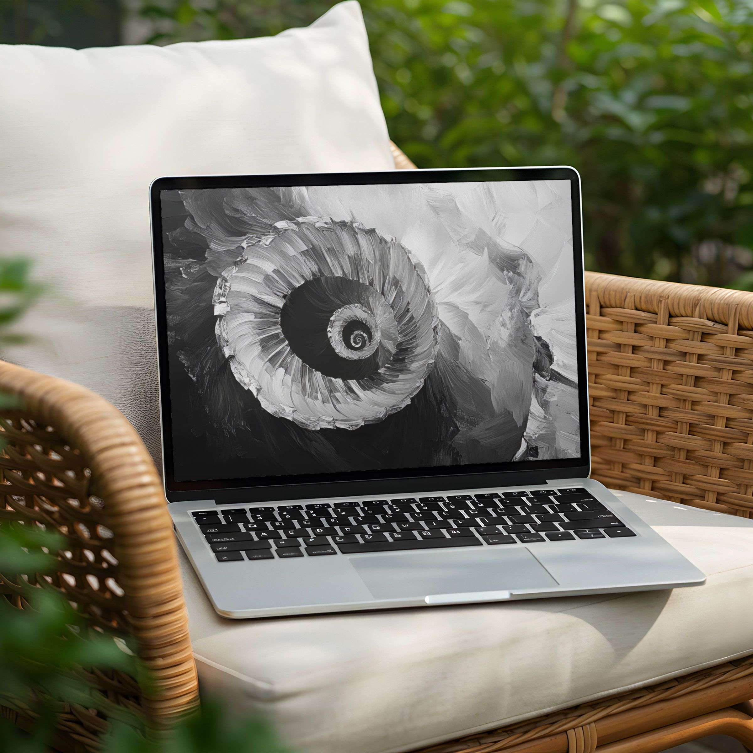 Elevate your PC or Laptop with this elegant spiral digital art desktop background for instant download inspiring calm and mindfulness