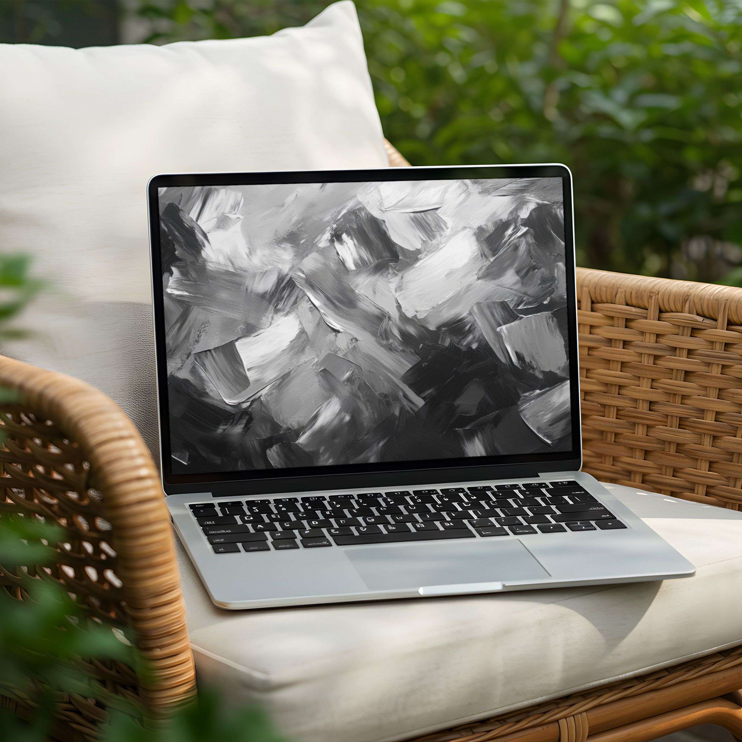 Elegant black and white abstract desktop background for PC and Laptop instant download inspiring calm and mindfulness