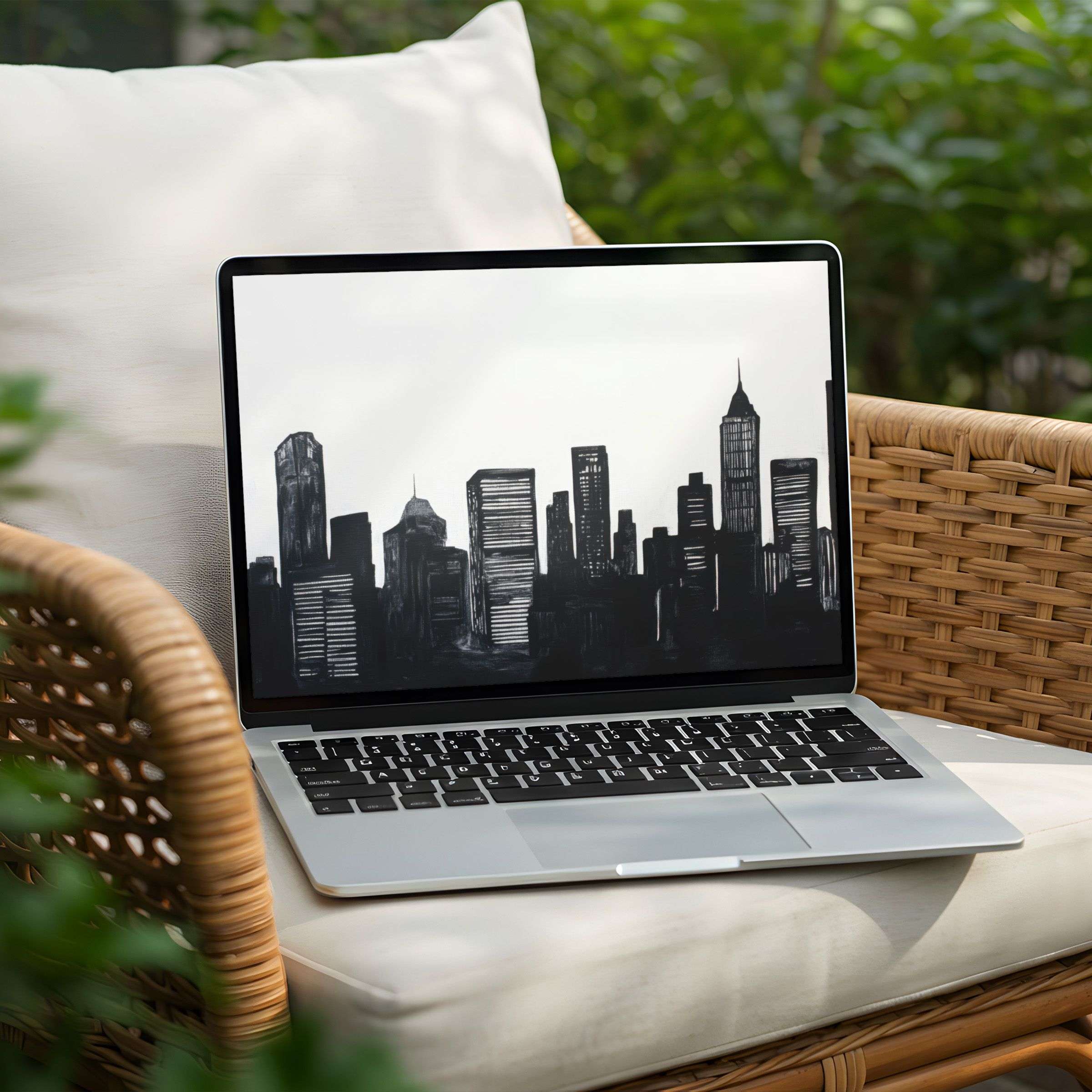 Elegant skyline desktop background for PC or Laptop, offering instant download for a calm, inspirational work environment