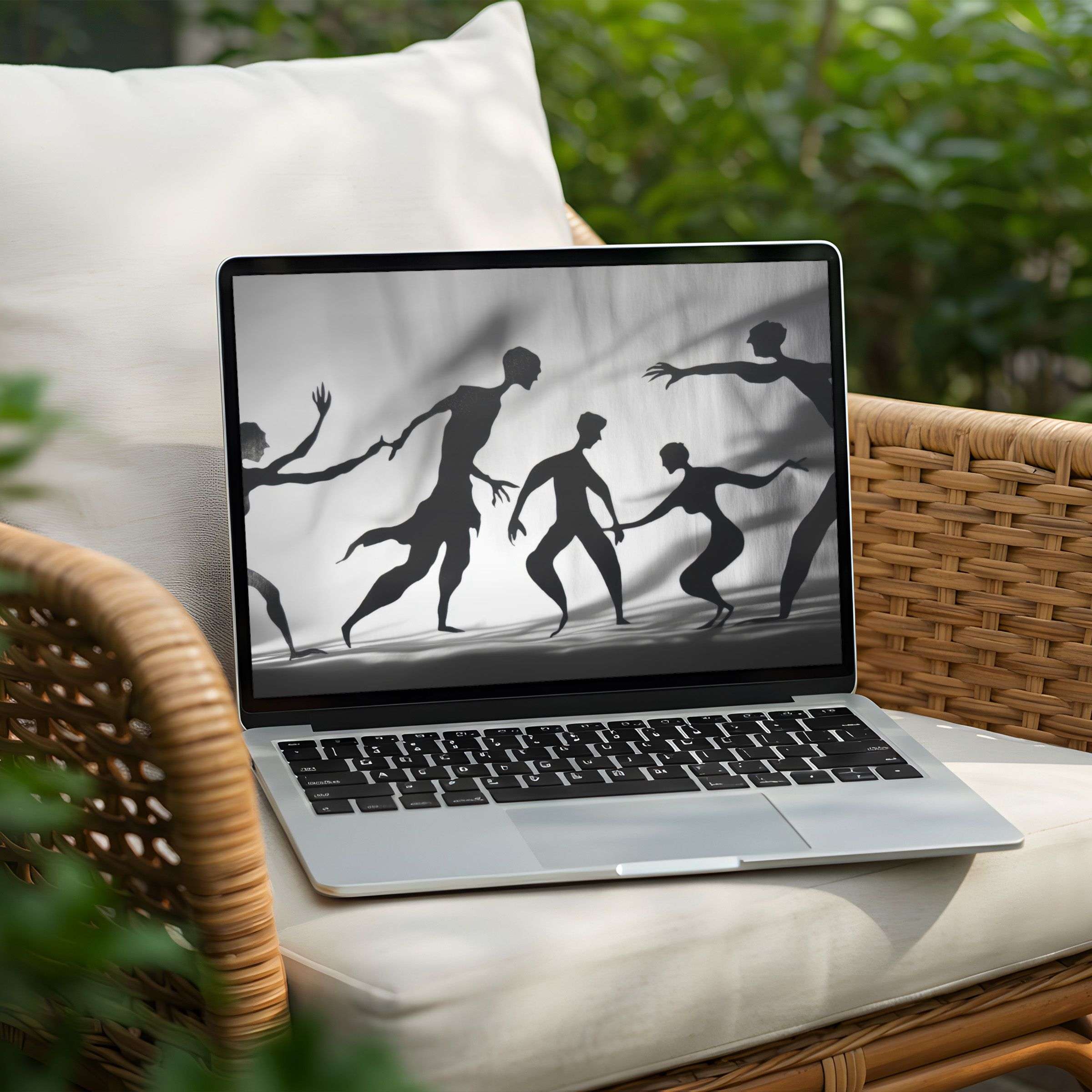 Elegant silhouette art on a Laptop desktop background for instant download inspiring calm and mindfulness for your PC or Laptop