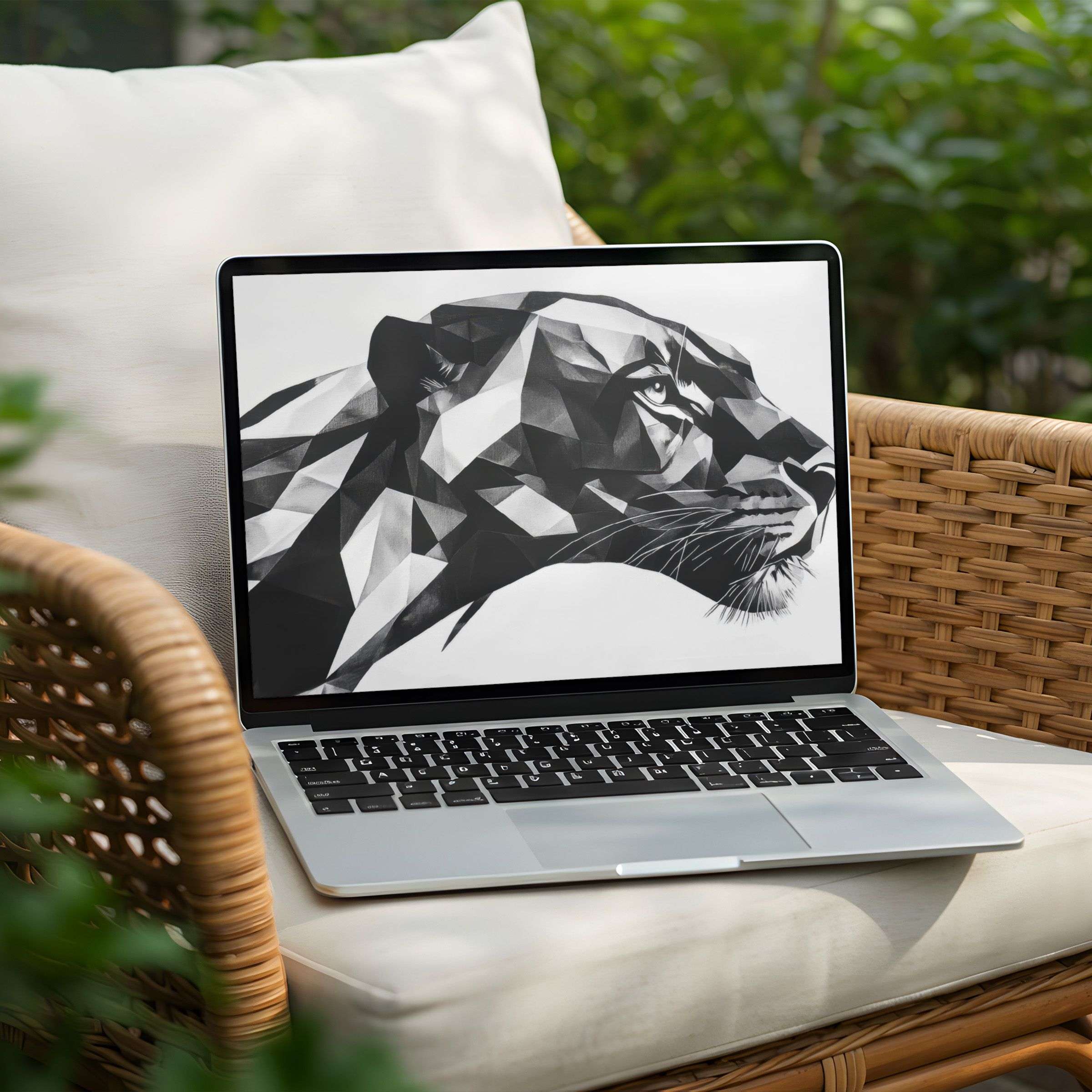 Elegant geometric panther desktop background for PC and Laptop instant download to inspire mindfulness and calm in your workspace