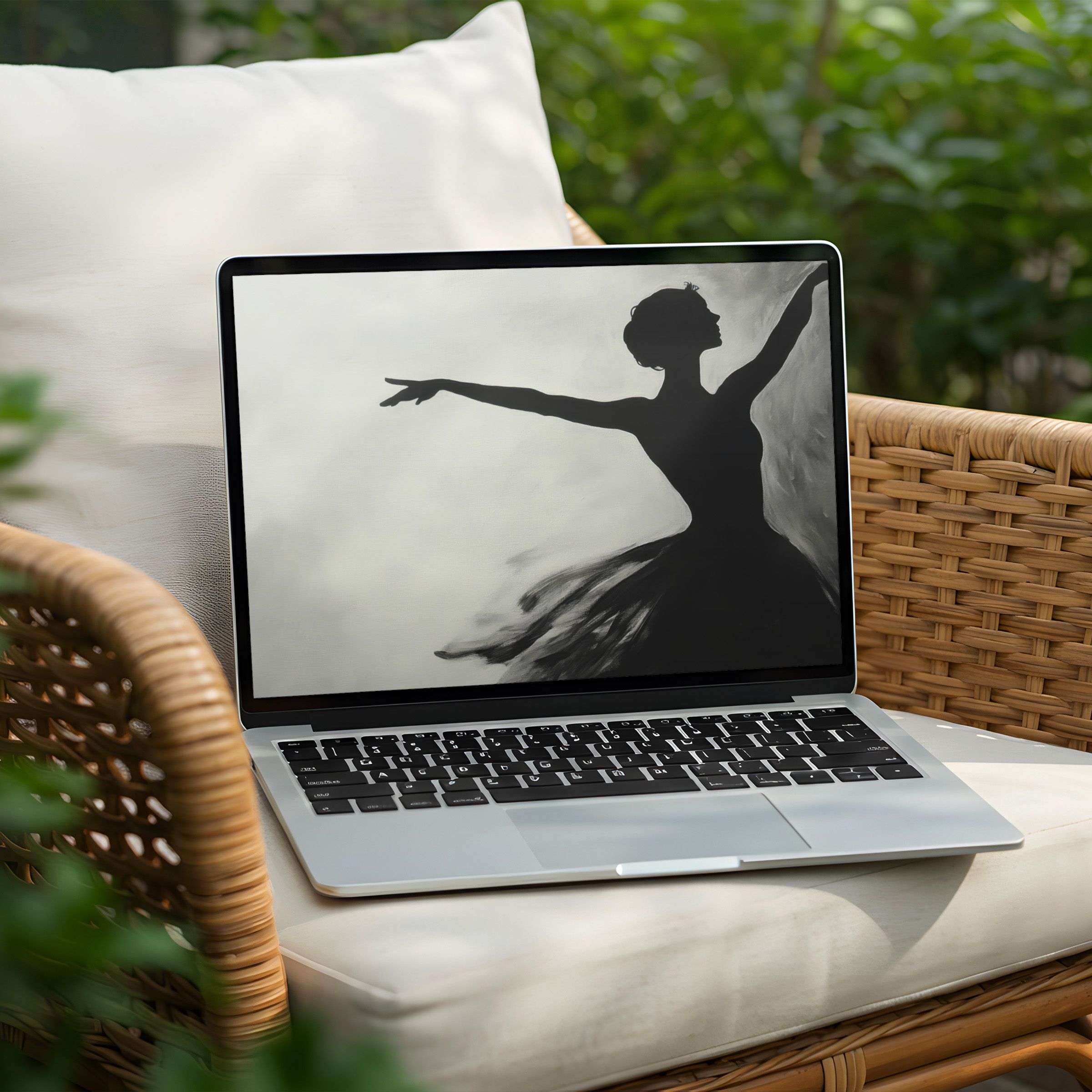 Elegant black-and-white silhouette for desktop background on PC or Laptop inspires calm and mindfulness instant download ready