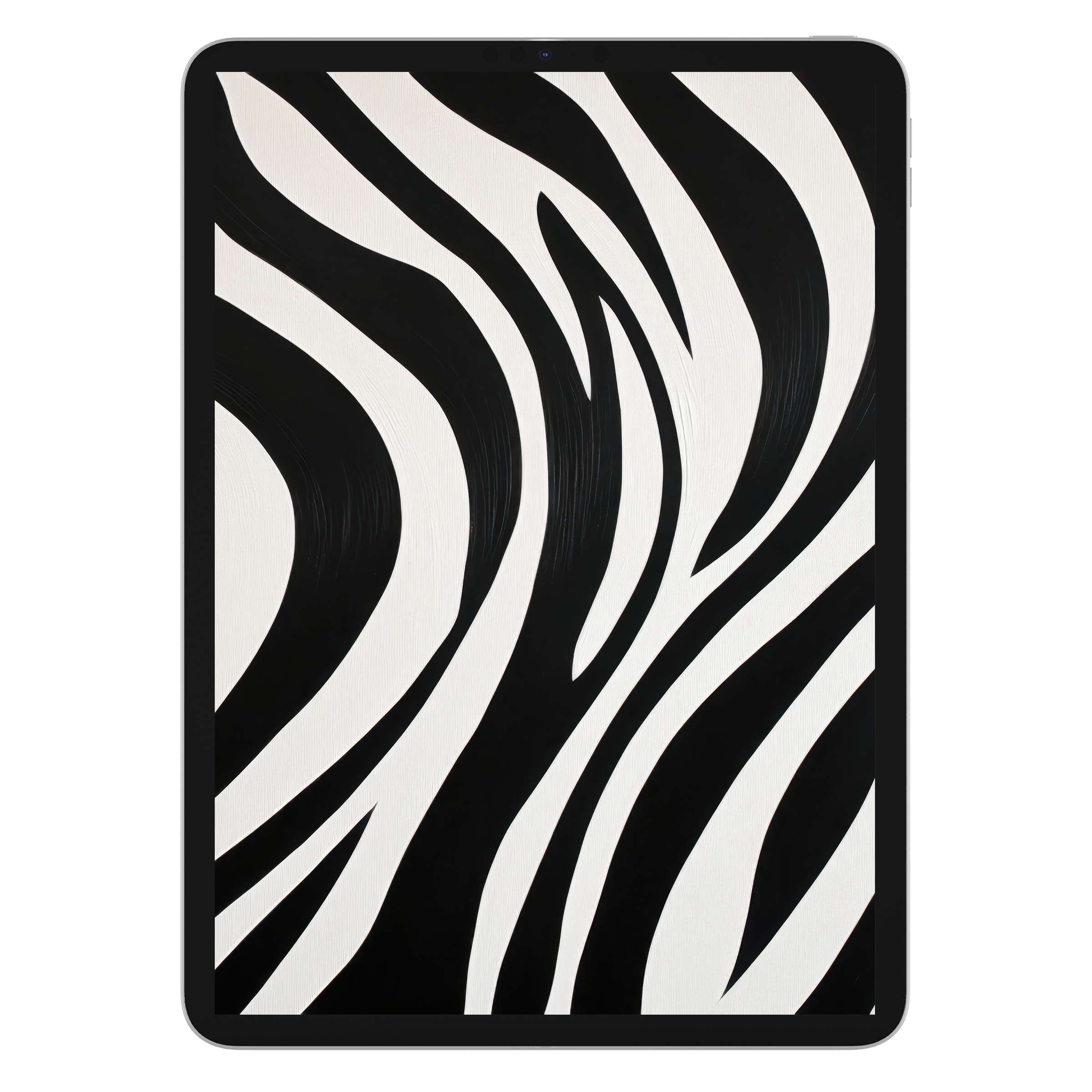 Elegant black and white iPad wallpaper with zebra stripes offers a serene digital download for tablet background use on Android devices