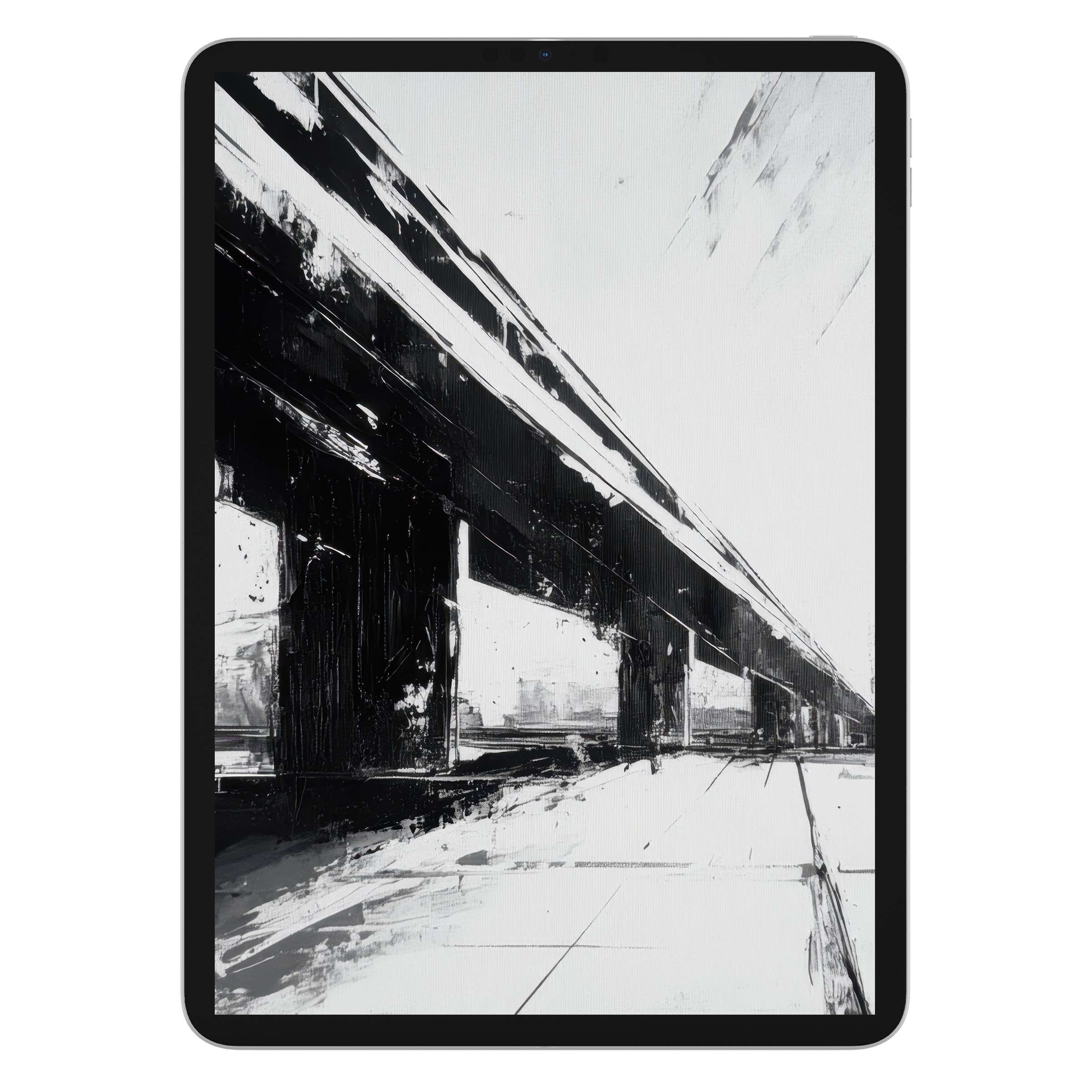 Striking abstract black and white iPad wallpaper, digital download, adds modern elegance and calm to your tablet background