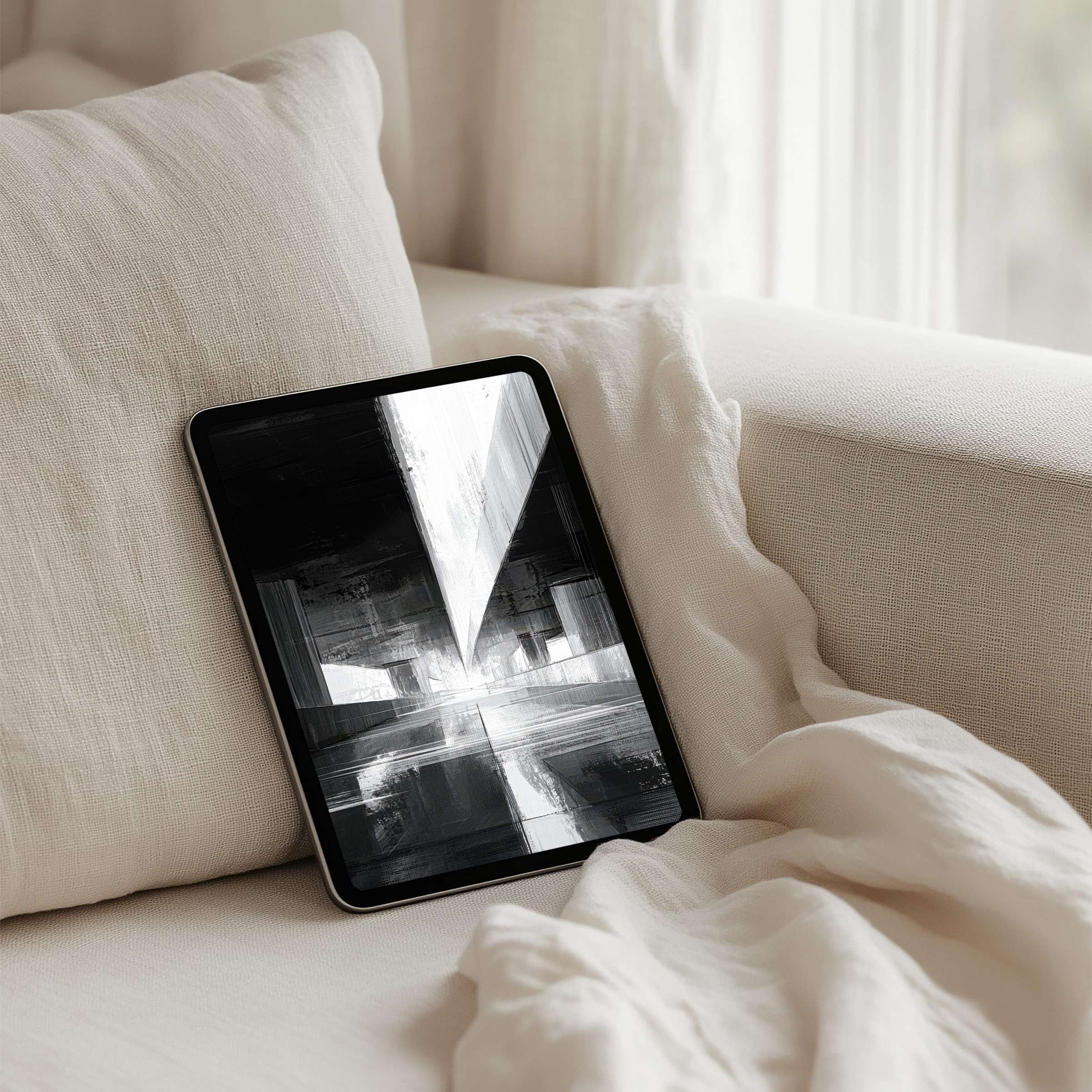 Elegant monochrome iPad background for instant download on any tablet inspires calm and mindfulness with its sleek design