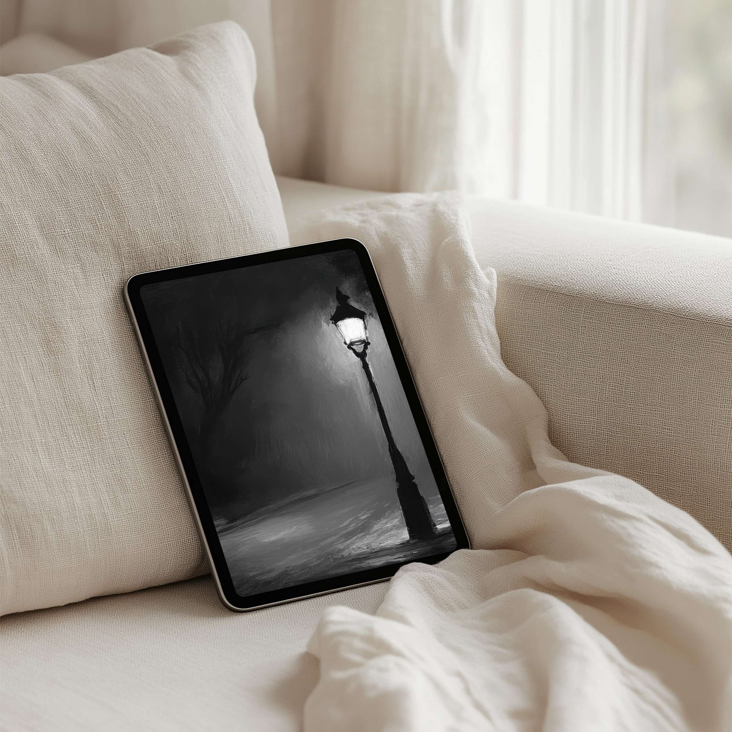 Elegant black-and-white iPad background for instant download ensures calm elegance on your tablet's screen inspiring mindfulness