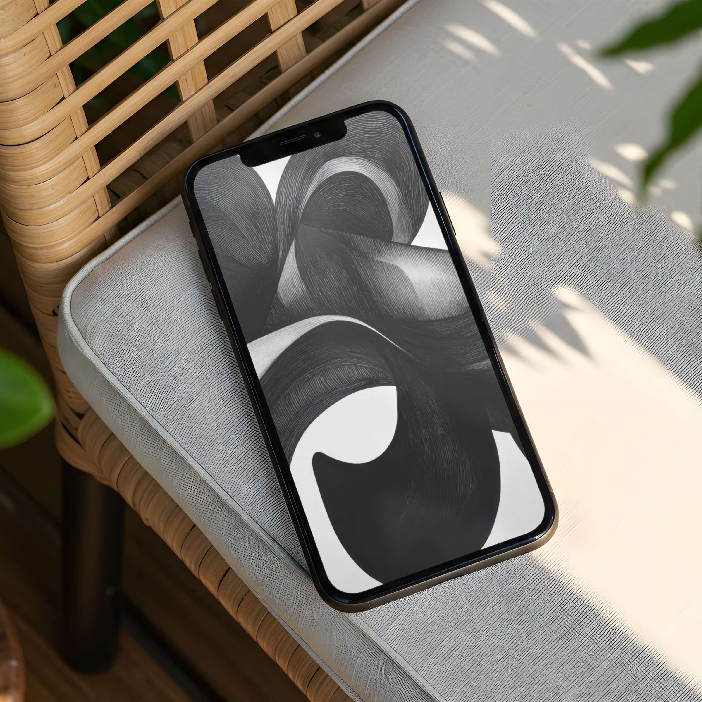 Elegant black and white abstract iPhone background for instant download enhances phone aesthetic inspiring calm and mindful elegance