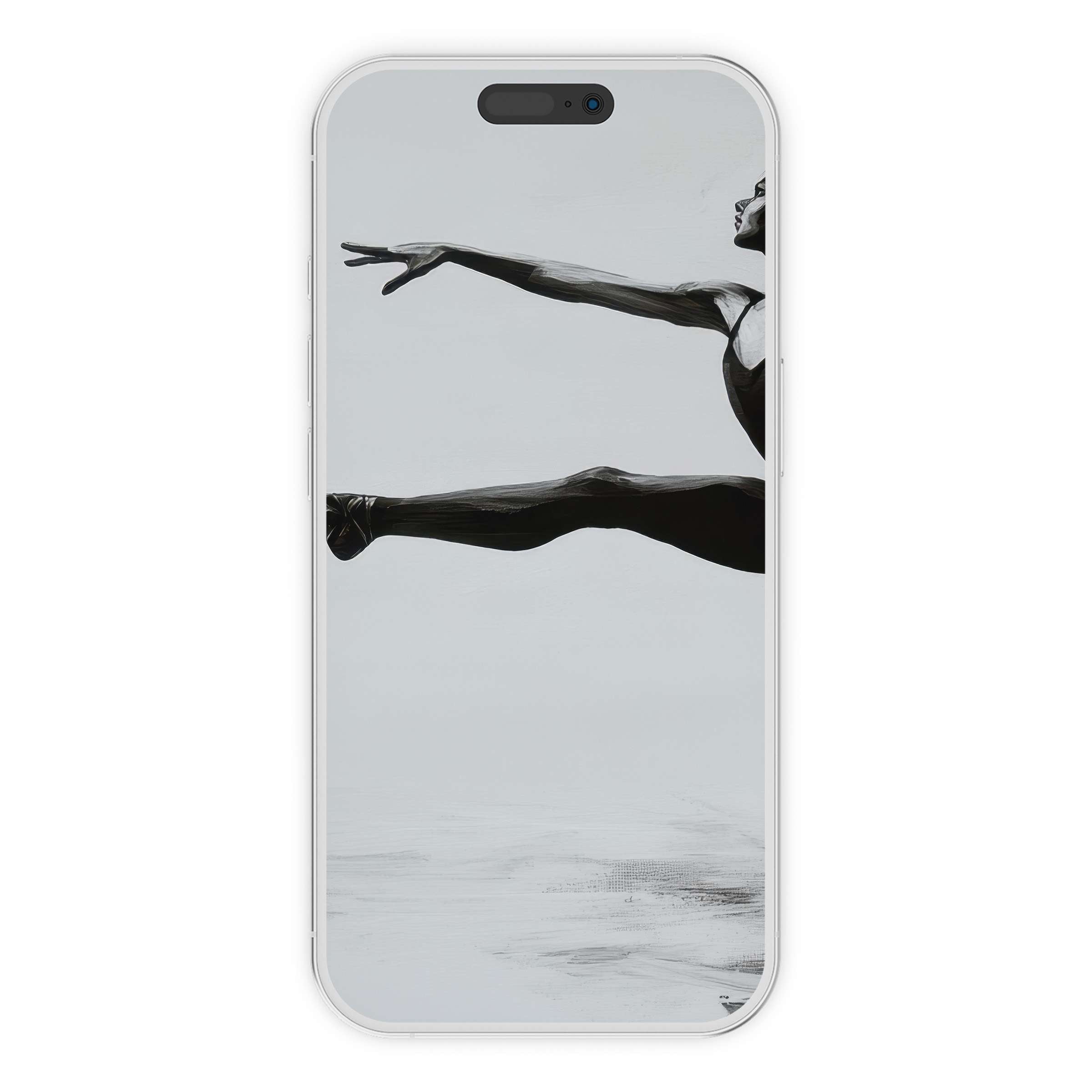 Graceful dancer captured in monochrome brushstrokes, this black and white iPhone wallpaper exudes elegance for your phone background digital download
