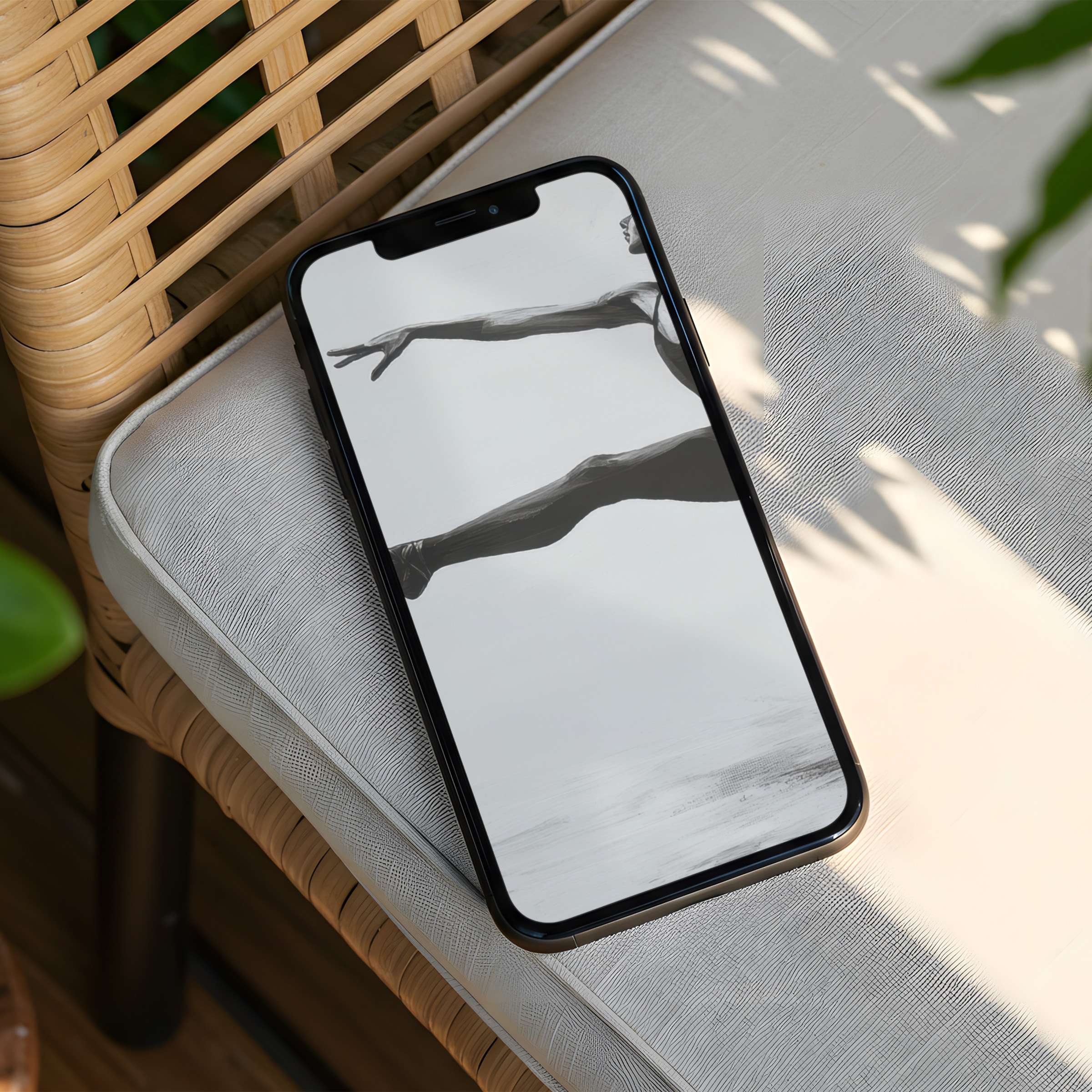 Elegant iPhone background featuring a minimalist black and white art photo evokes calm inspiration instant download for any phone