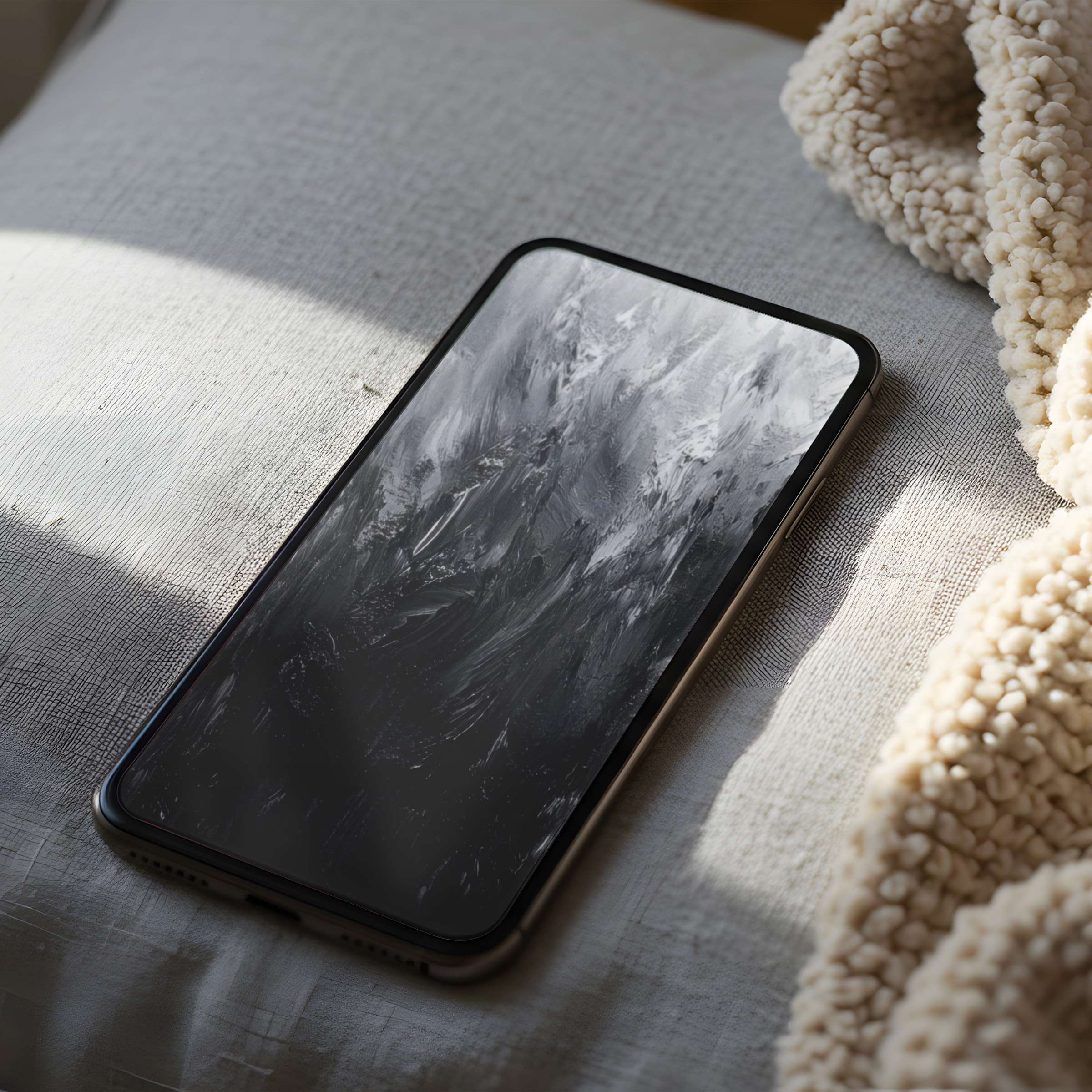 Elegant black and white phone wallpaper featuring abstract brush strokes offers high resolution and calming aesthetics for any iPhone