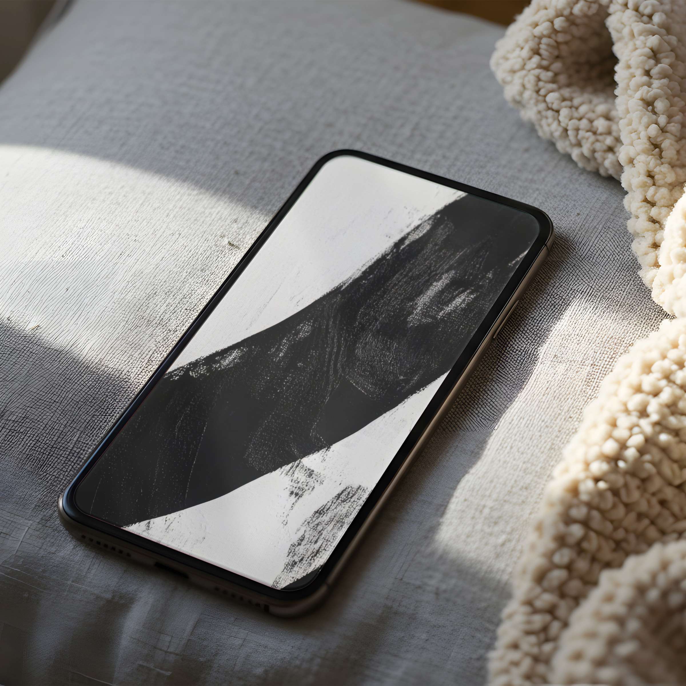 Elegant abstract black-and-white phone wallpaper on a high resolution screen, perfect digital download for iPhone or Android users