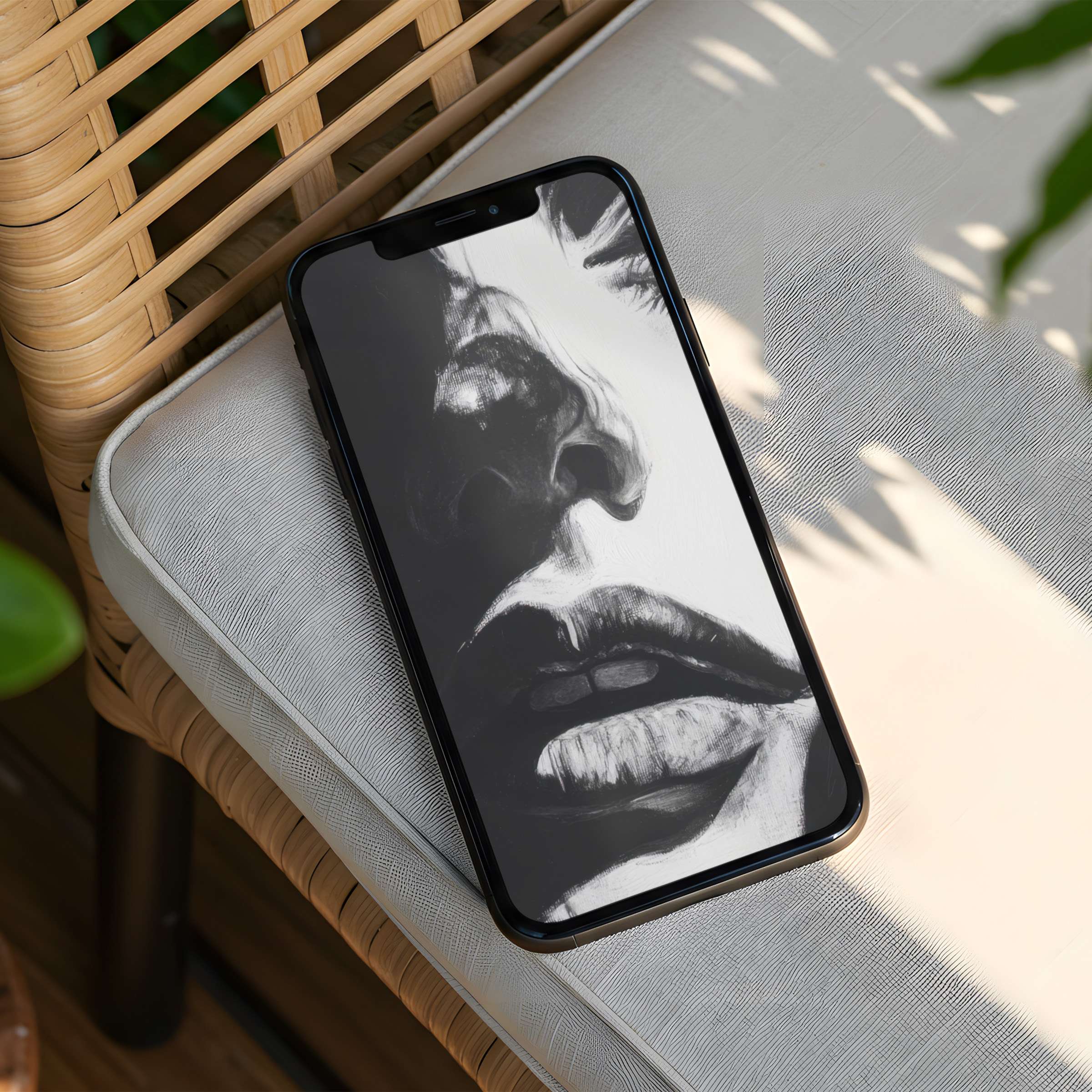 Monochrome portrait as an elegant iPhone background for instant download on any phone inspires calm and mindful aesthetics