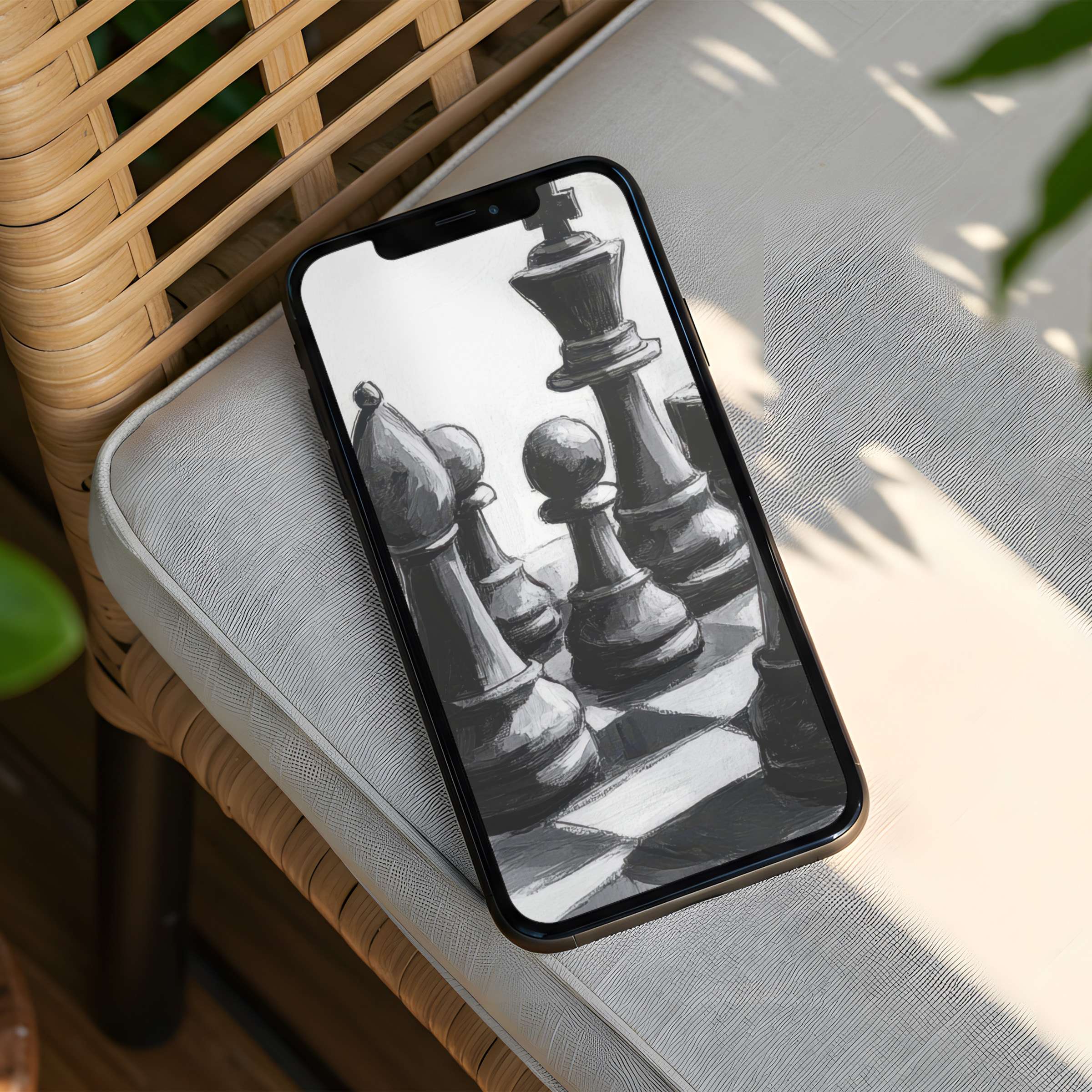 Elegant black-and-white chess piece iPhone background for instant download on any phone inspiring calm and mindful sophistication