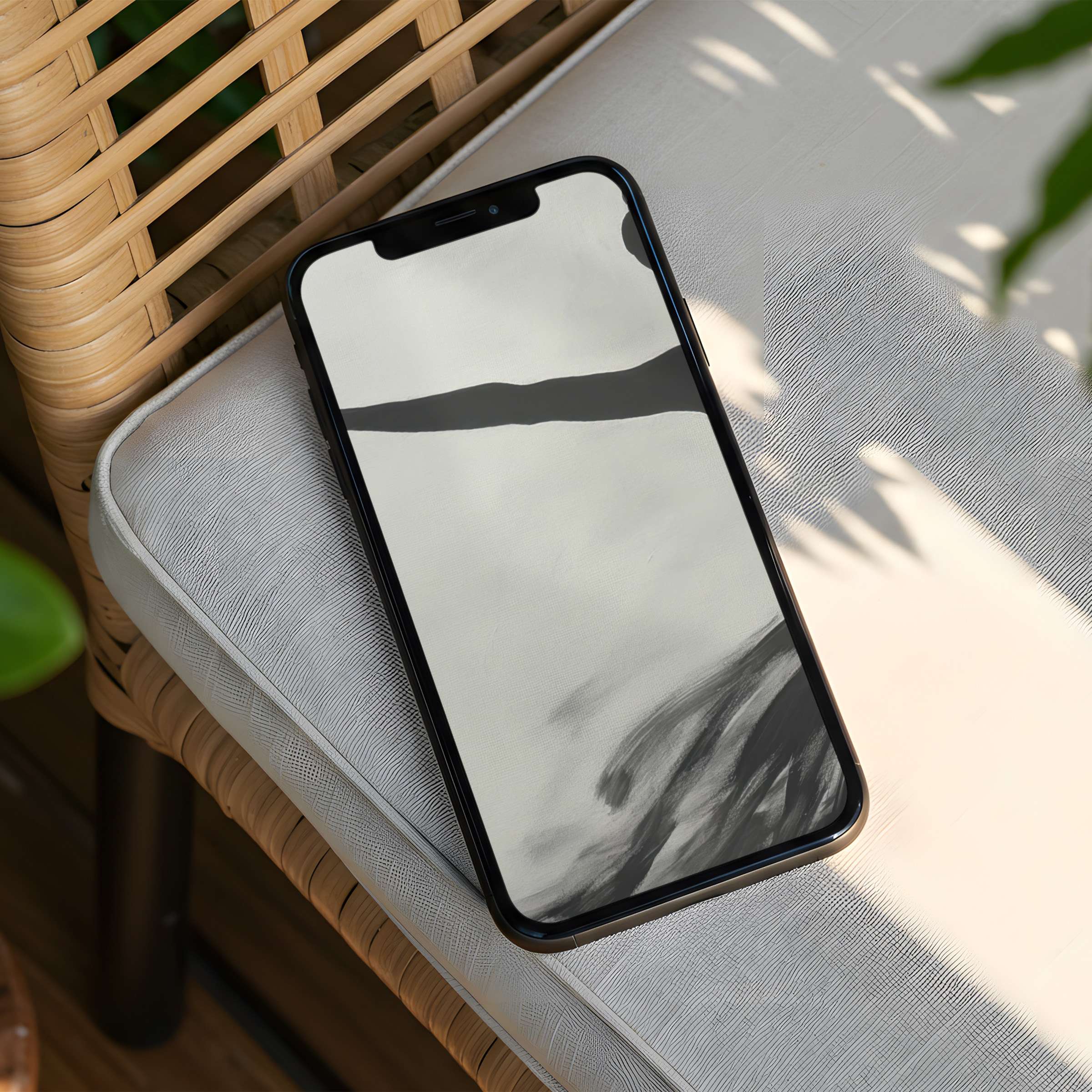 Elegant abstract iPhone background in grayscale on phone screen offers calm and inspiration instant download perfect for design-conscious users
