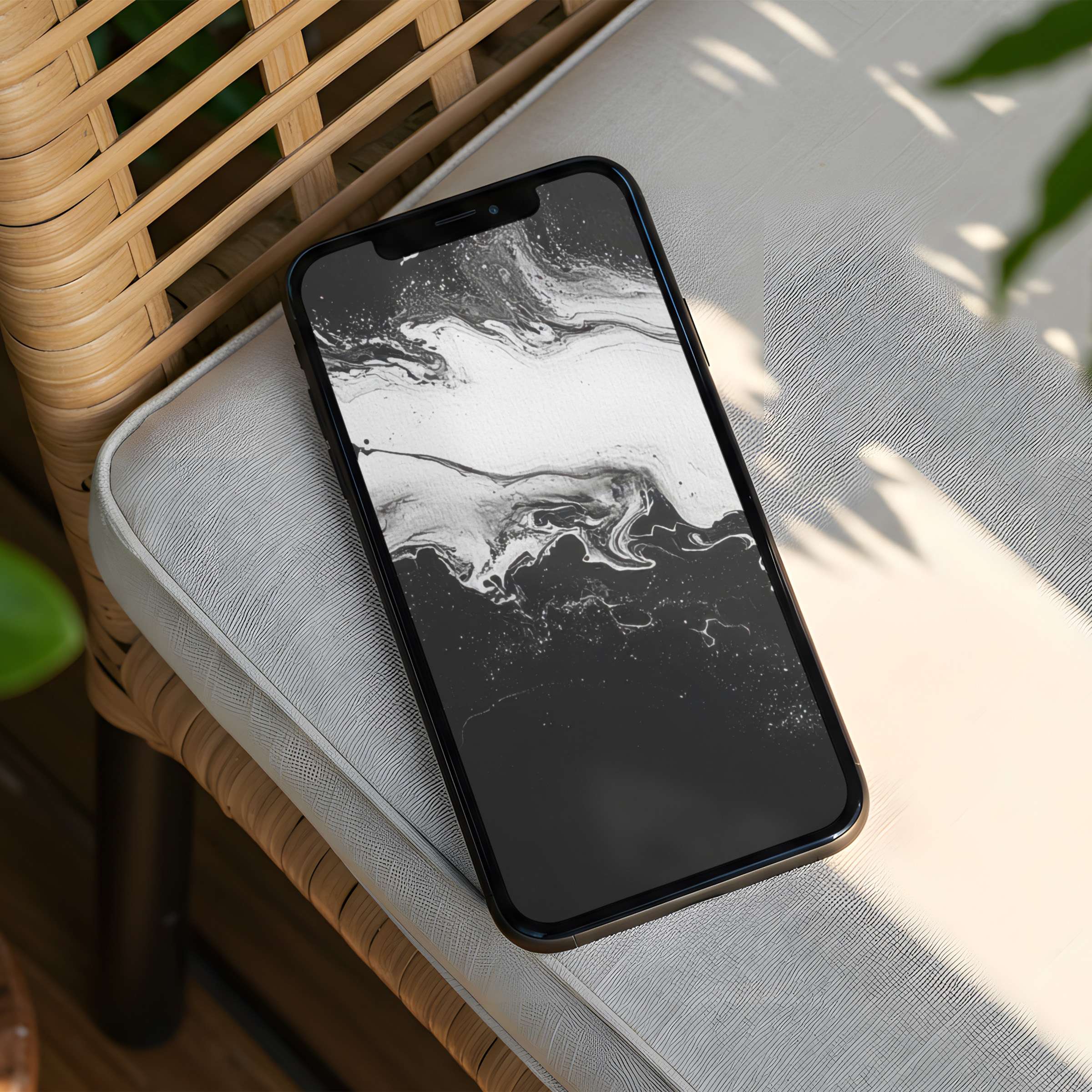 Elegant black and white abstract iPhone background for instant download inspiring calm and mindfulness fits any phone screen