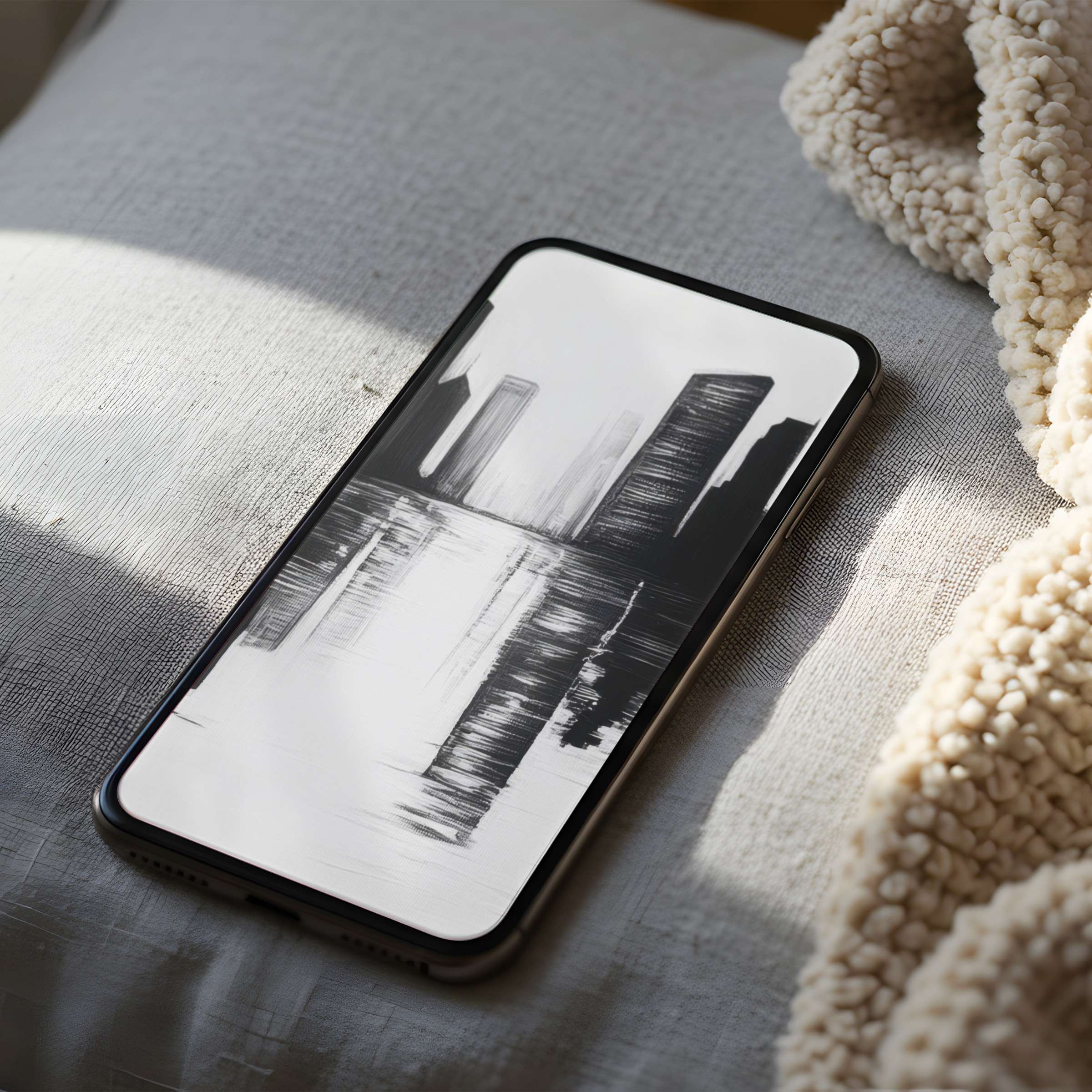 Elegant noir cityscape phone wallpaper featuring modern skyline reflections in high resolution suitable for iPhone and android download