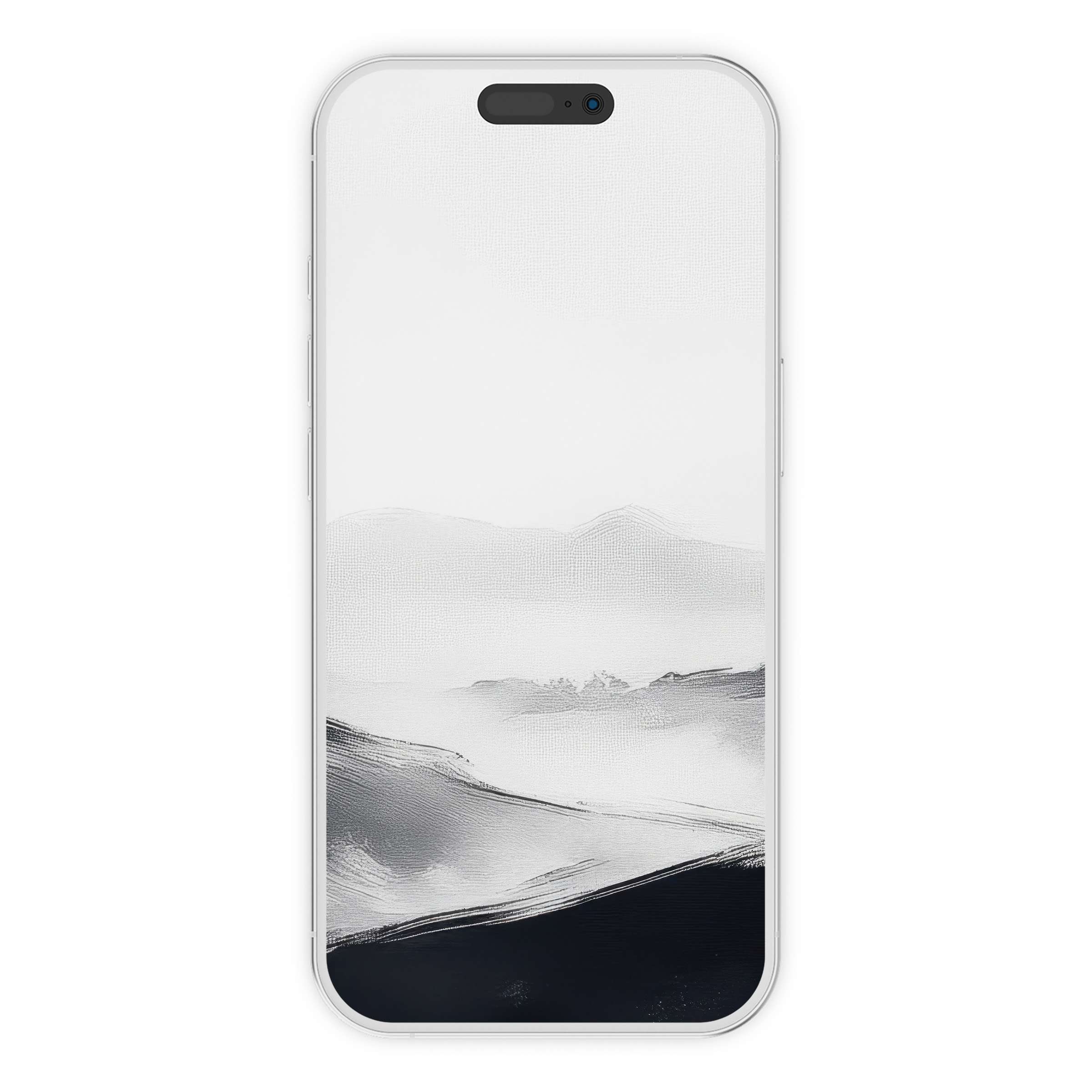 Elegant black and white iPhone wallpaper digital download with serene abstract waves for a calming phone background on any device