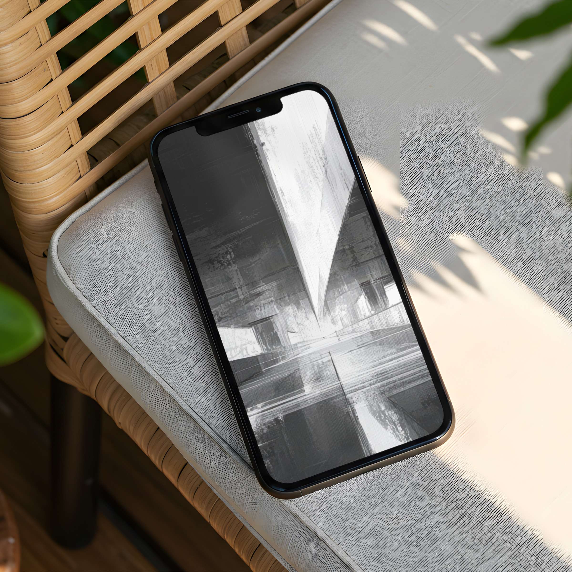 Elegant grayscale abstract art iPhone background offers a calm, inspiring vibe for instant download, perfect for any phone