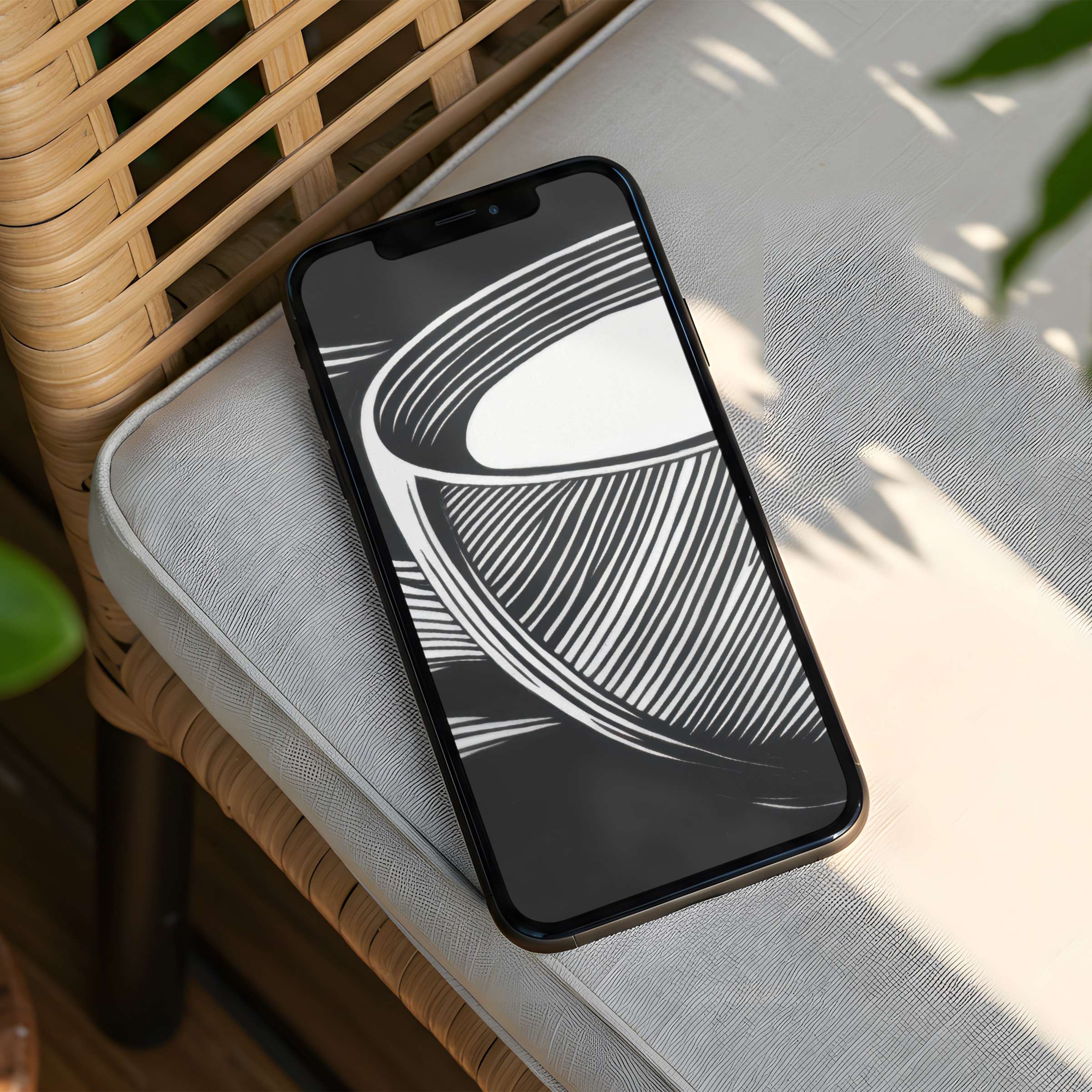 Elegant iPhone background featuring abstract black and white lines evokes calm and inspiration instant download for phone users seeking mindfulness