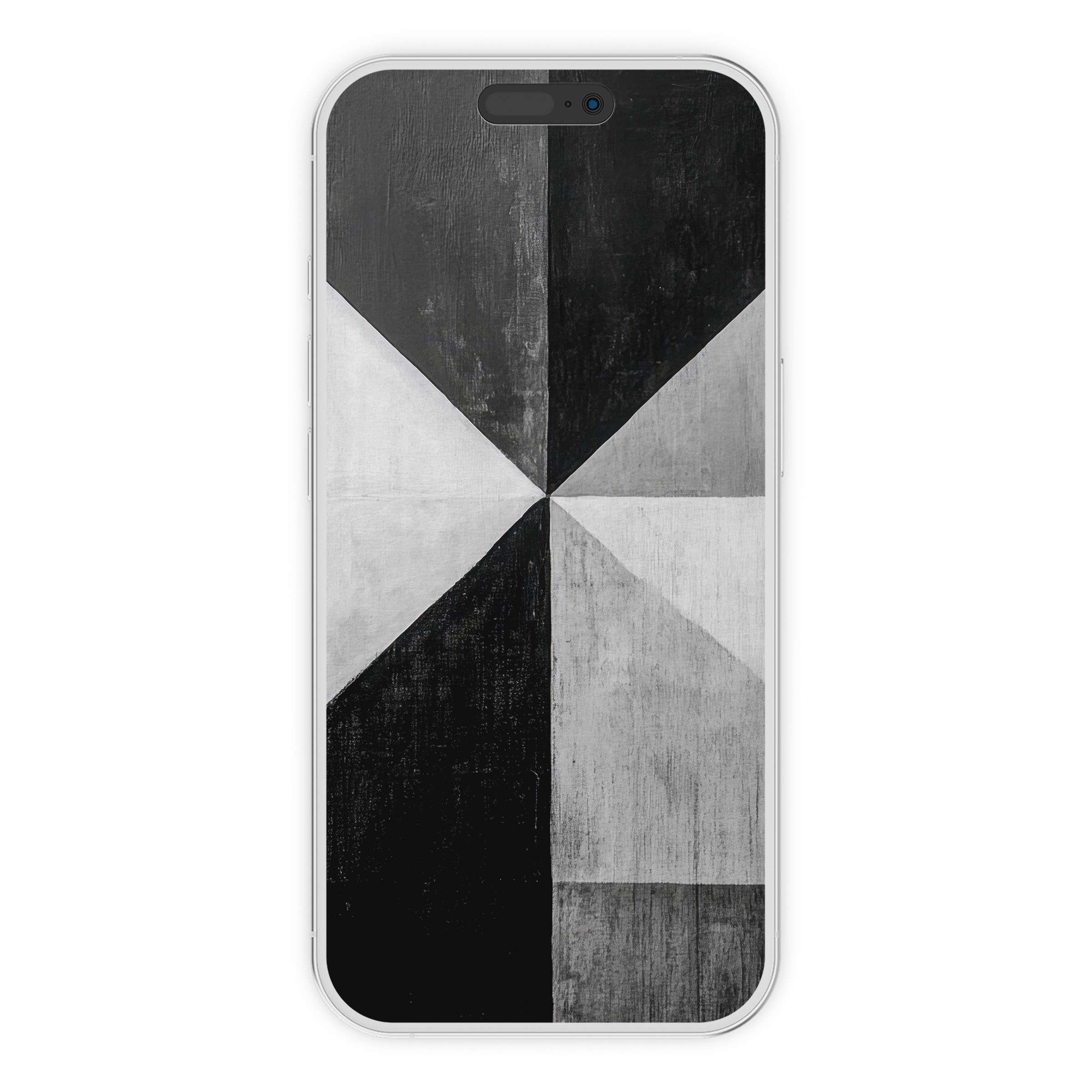 Elegant black and white iPhone wallpaper featuring geometric symmetry, perfect digital download phone background for mindful aesthetics