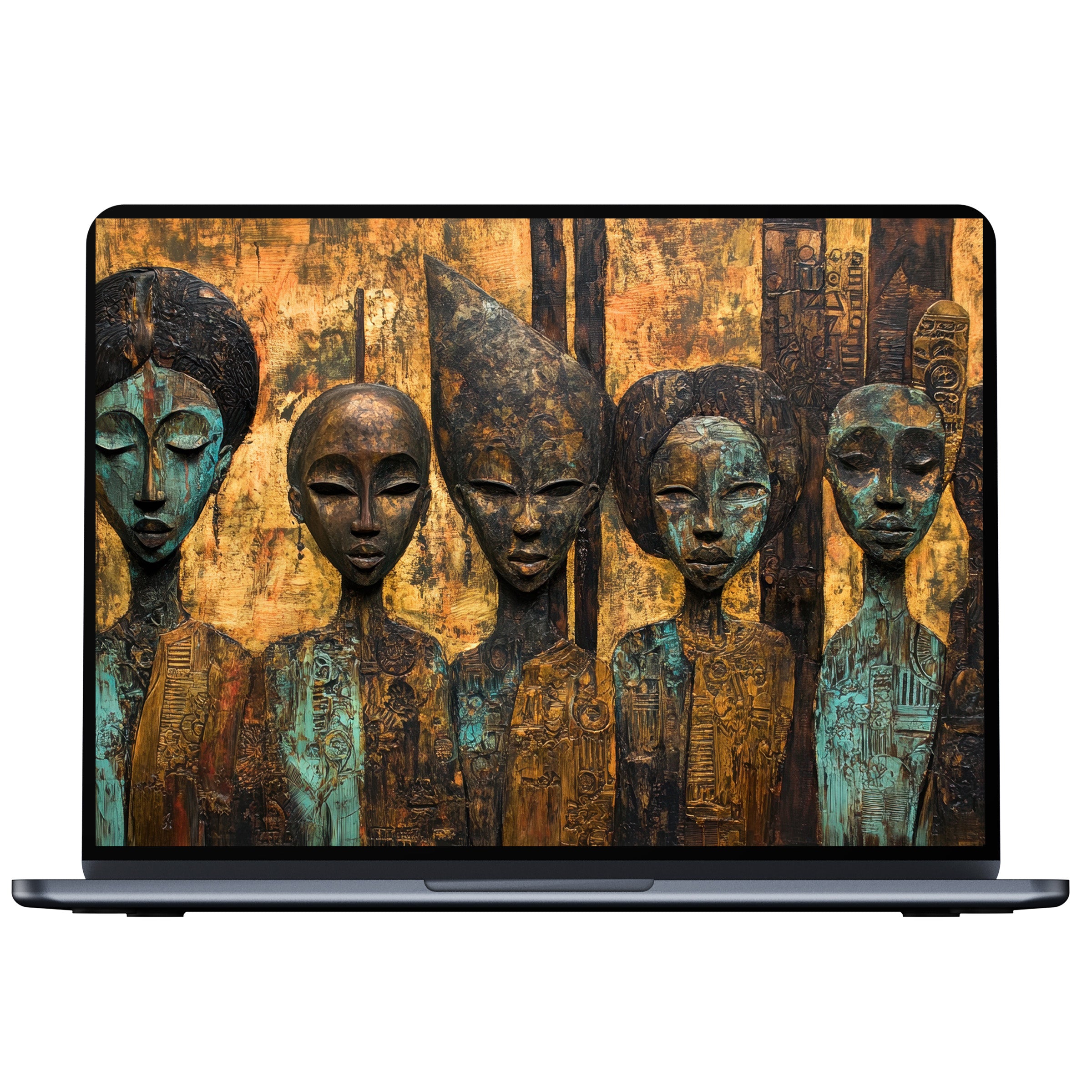 Boho desktop wallpaper digital download featuring tribal art with earthy tones and textures inspiring mindfulness fits PC and laptop