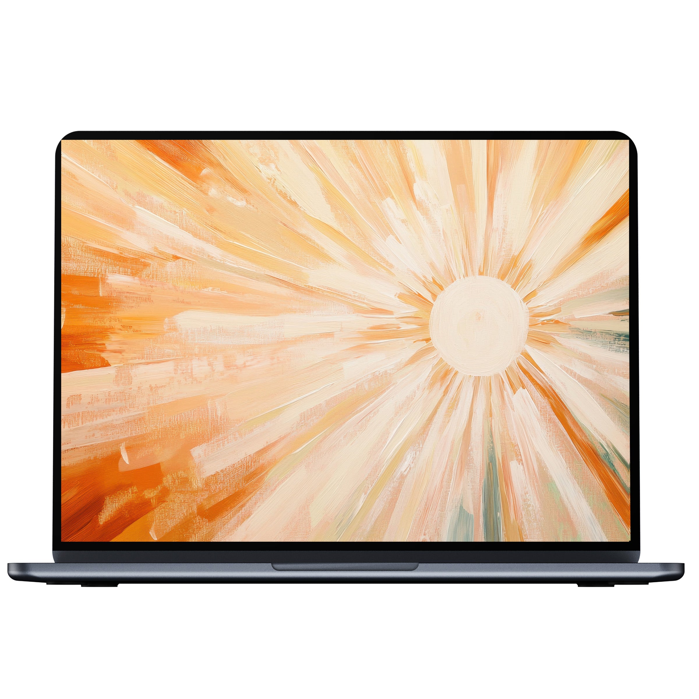 Warm abstract boho desktop wallpaper for PC and laptop digital download inspires calm and elegance with sunburst design