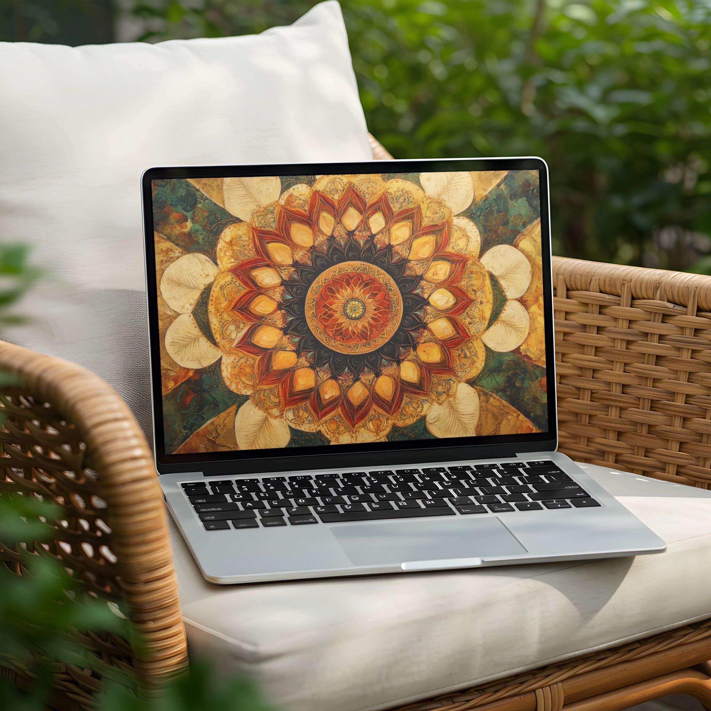 Elegant mandala desktop background for PC and Laptop evokes calm and inspiration with instant download for mindful design lovers