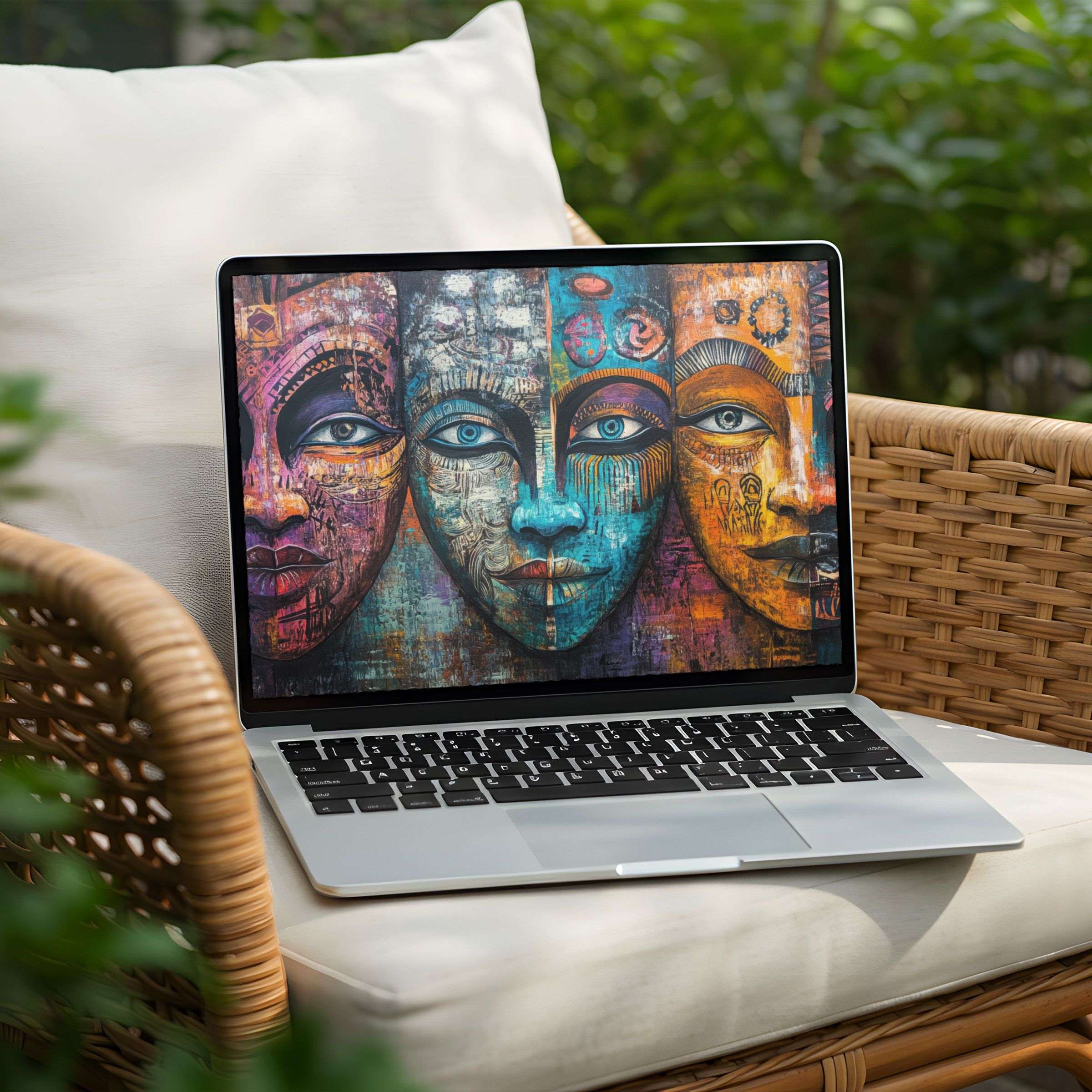 Colorful tribal art for a serene desktop background on PC and Laptop offers instant download to inspire mindfulness and elegance