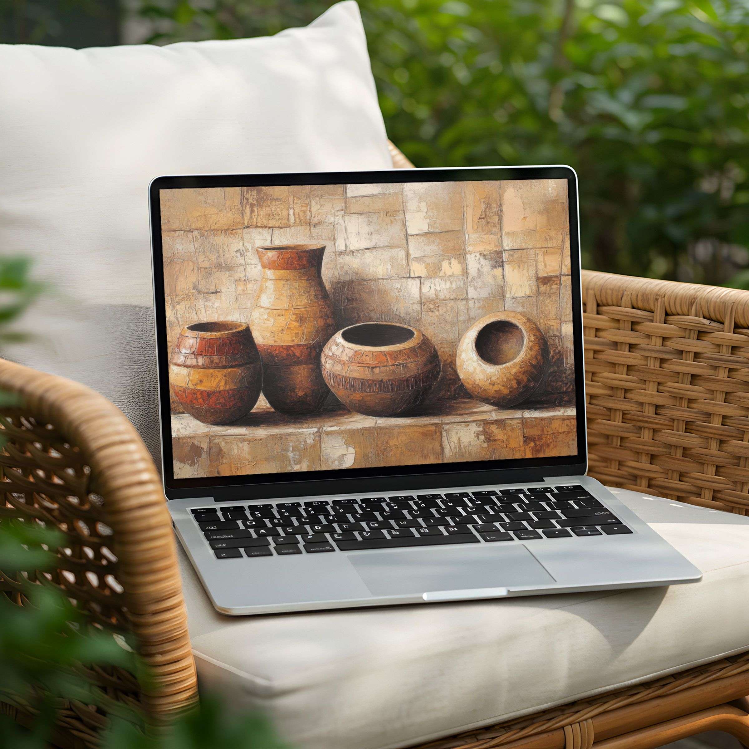 Serene desktop background for instant download on PC or Laptop featuring earthy pottery, offering elegance and mindful inspiration