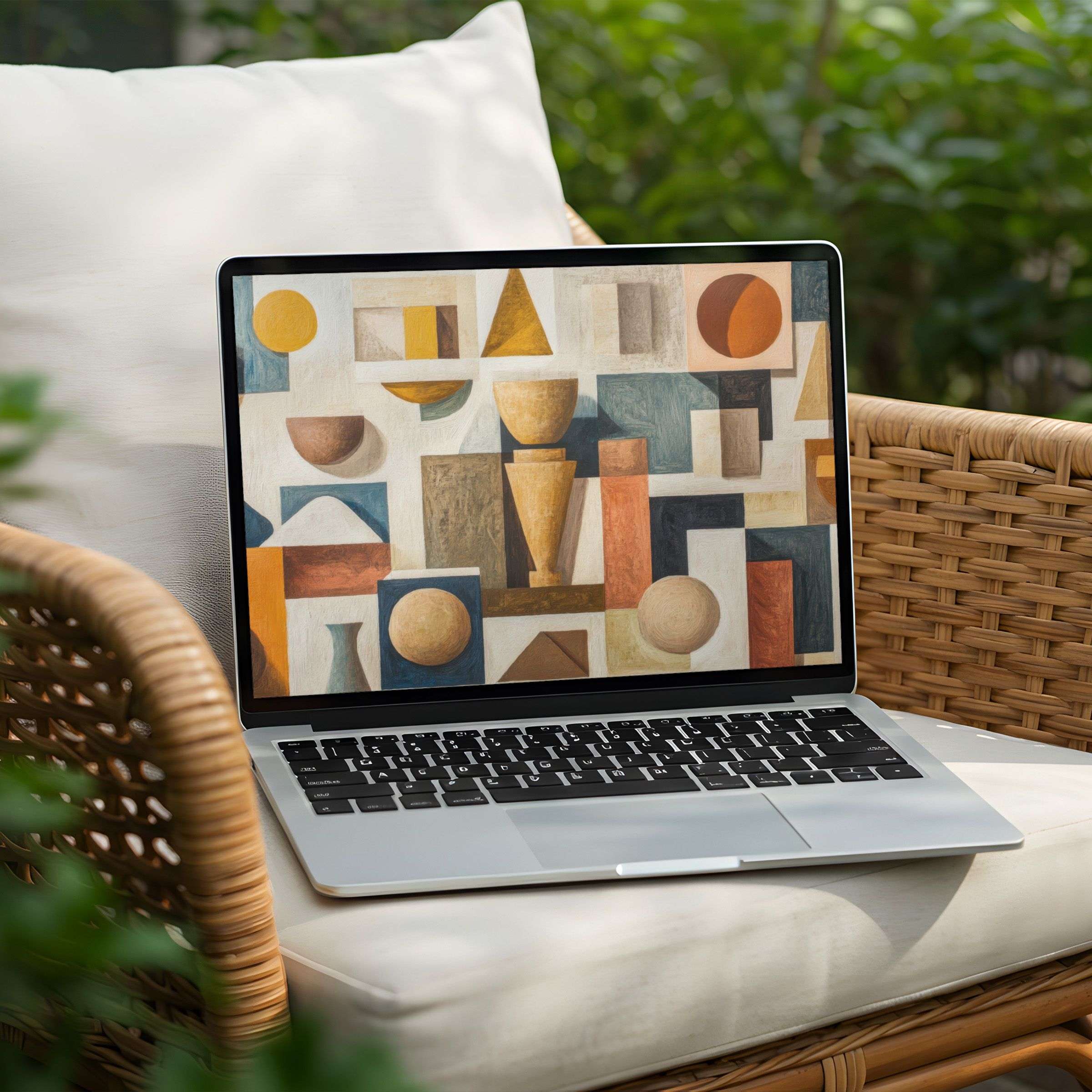 Elegant geometric desktop background for PC and Laptop, offering an instant download to inspire calm and mindful aesthetics